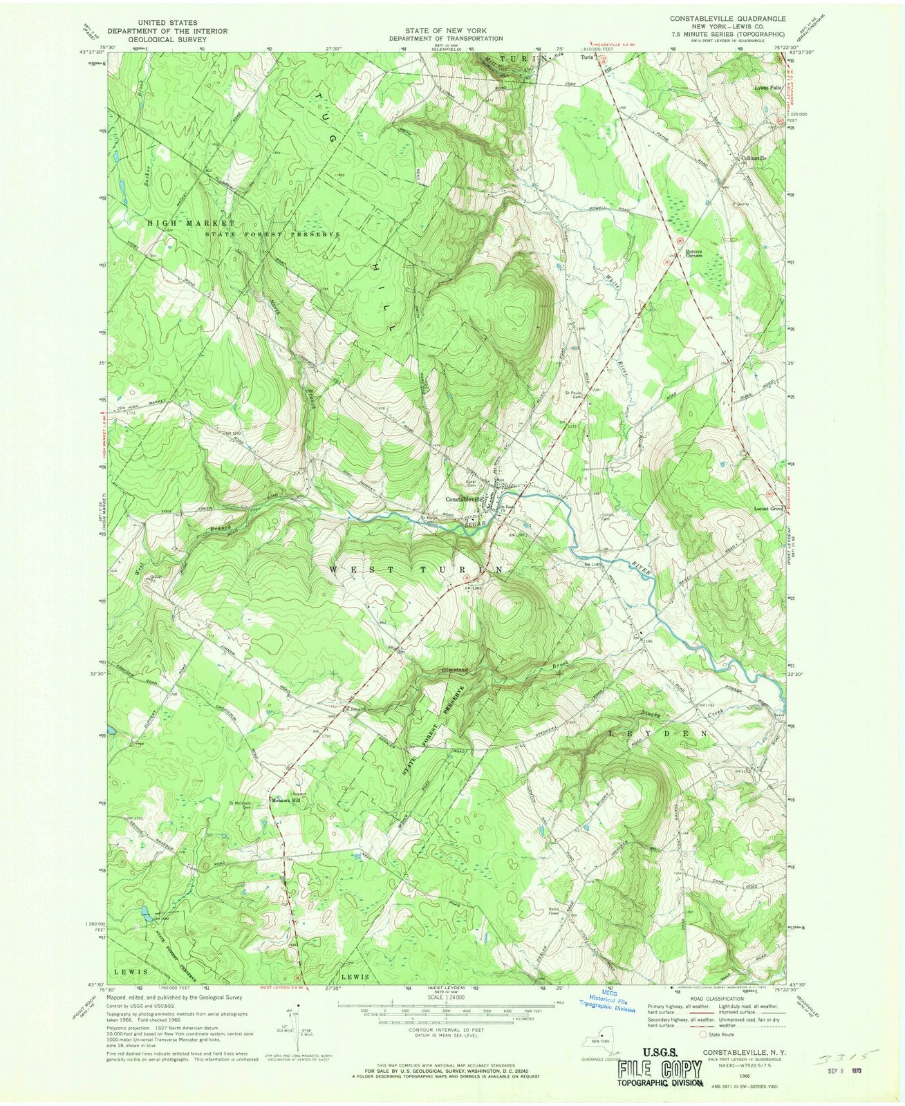 1966 Constableville, NY - New York - USGS Topographic Map