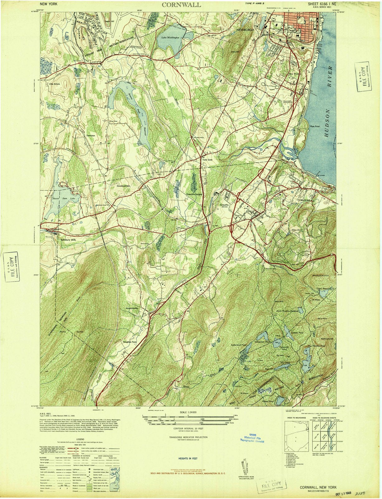 1947 Cornwall, NY - New York - USGS Topographic Map