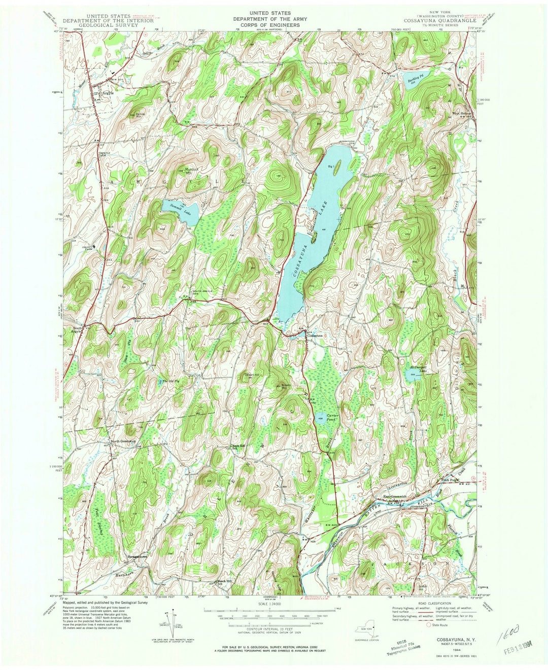 1944 Cossayuna, NY - New York - USGS Topographic Map