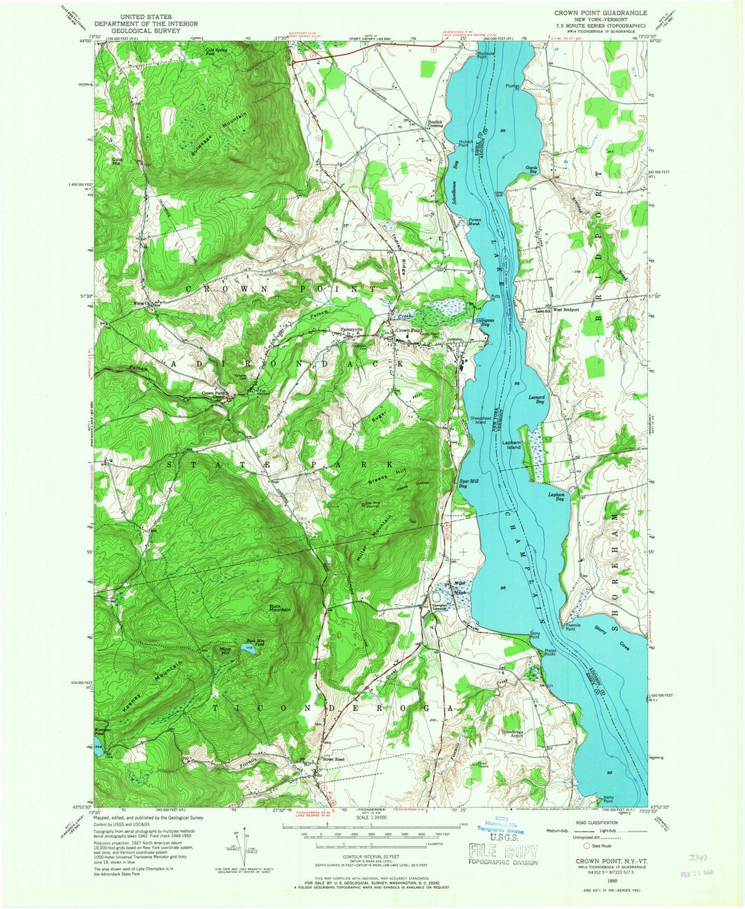 1950 Crown Point, NY - New York - USGS Topographic Map