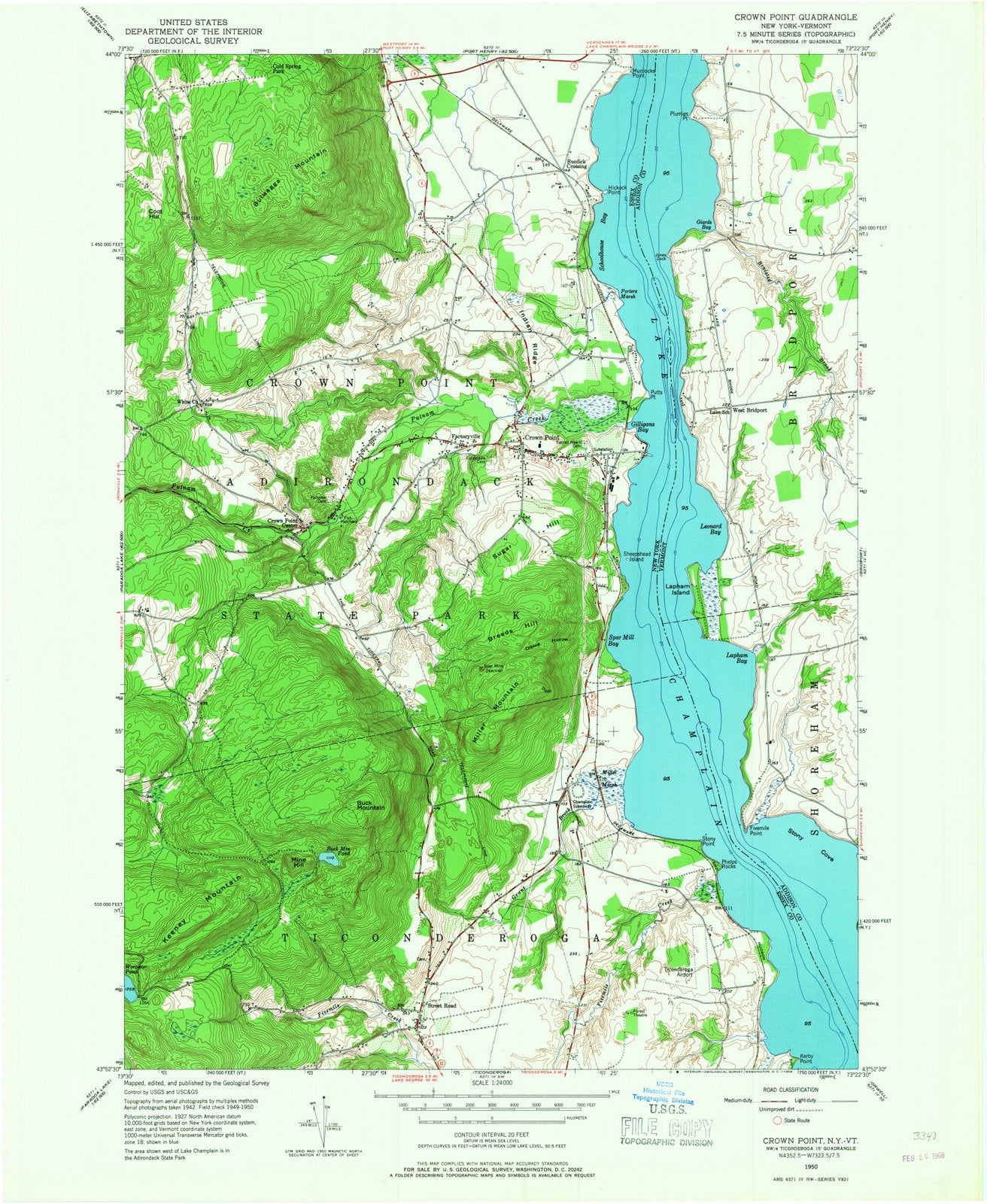 1950 Crown Point, NY - New York - USGS Topographic Map