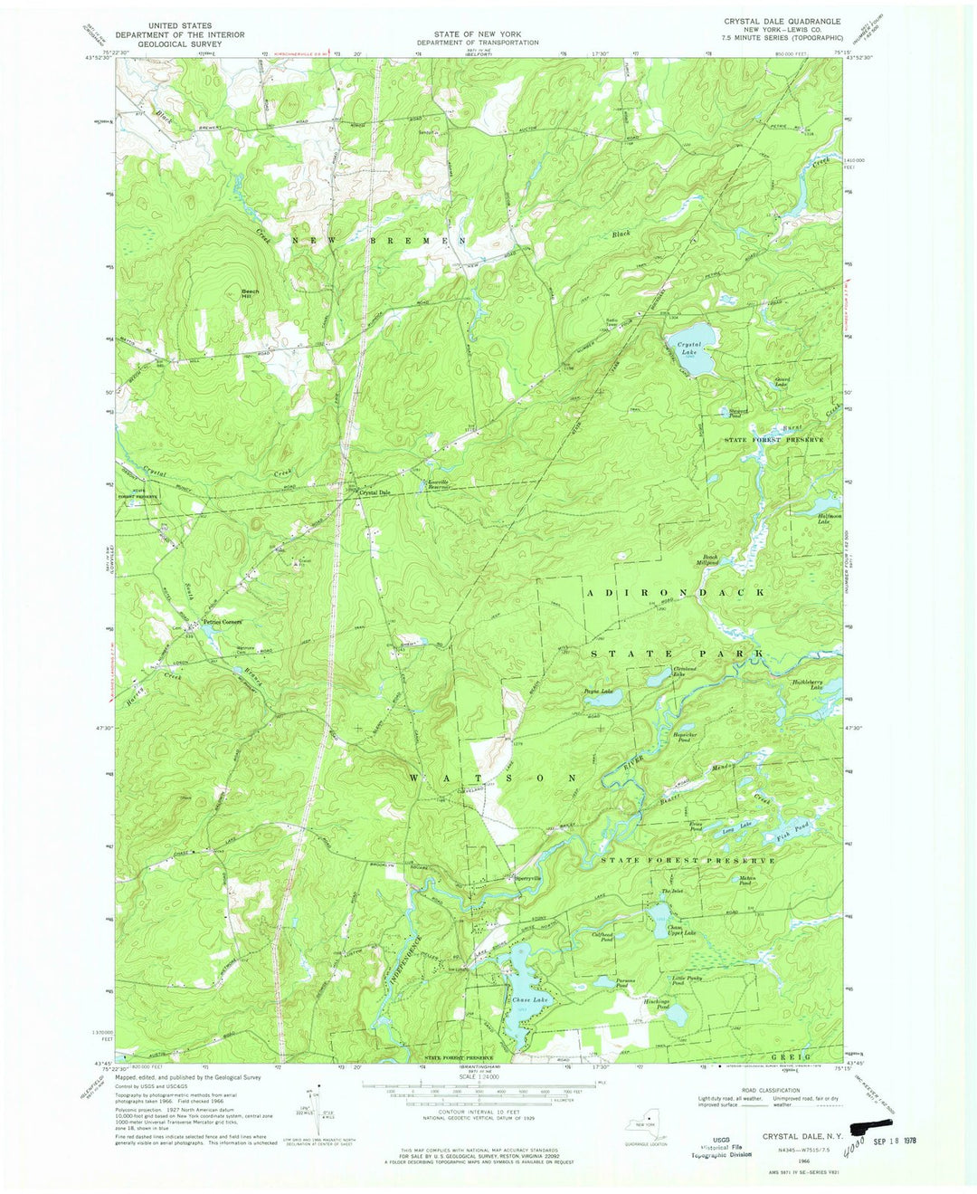 1966 Crystalale, NY - New York - USGS Topographic Map
