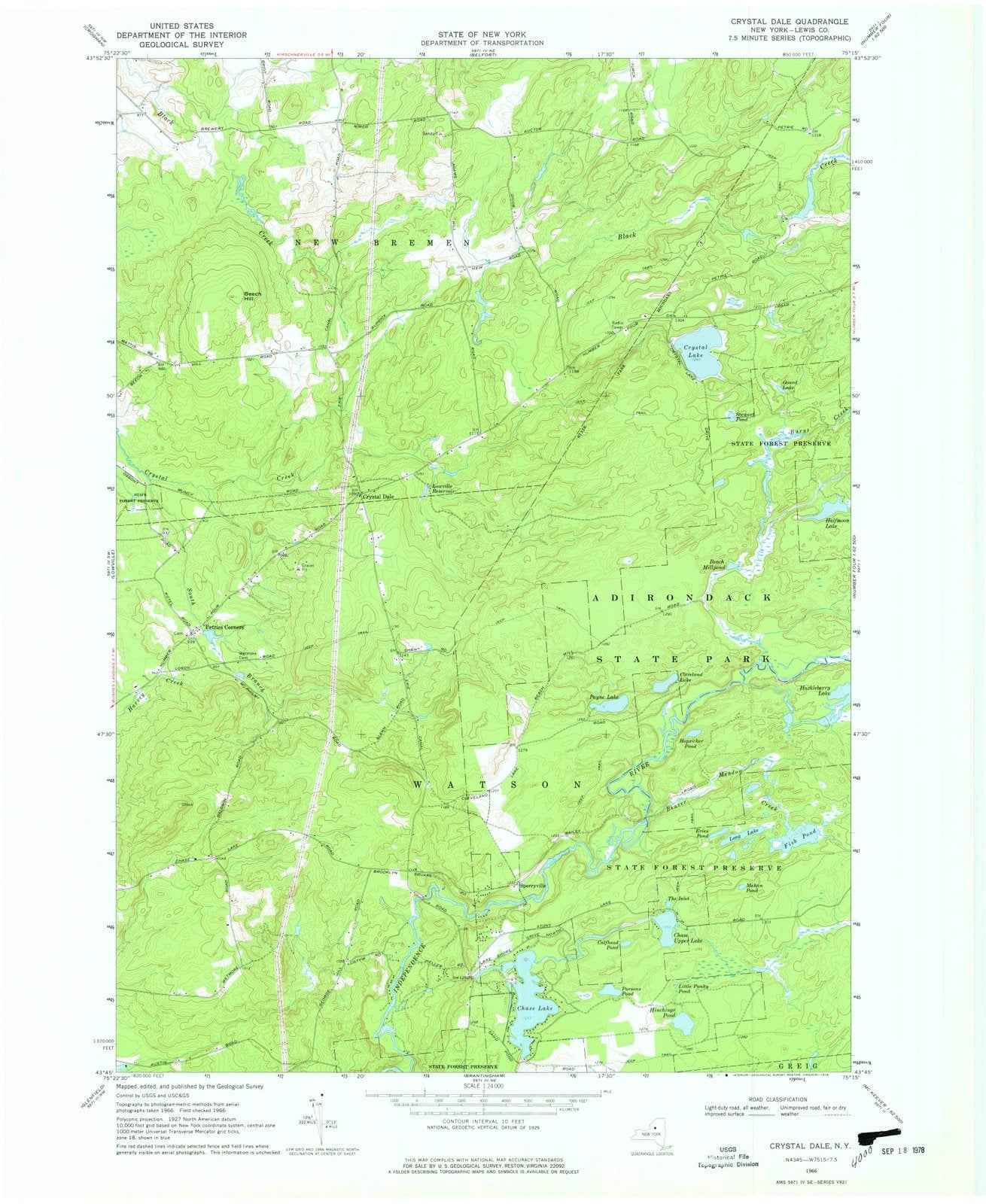 1966 Crystalale, NY - New York - USGS Topographic Map