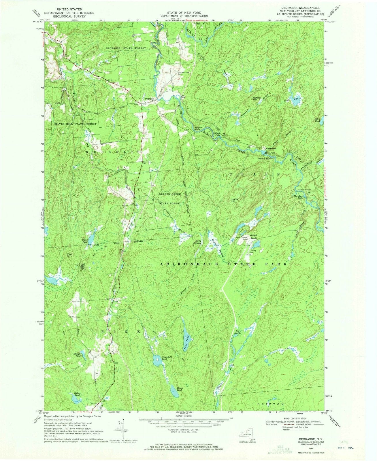 1969 Degrasse, NY - New York - USGS Topographic Map