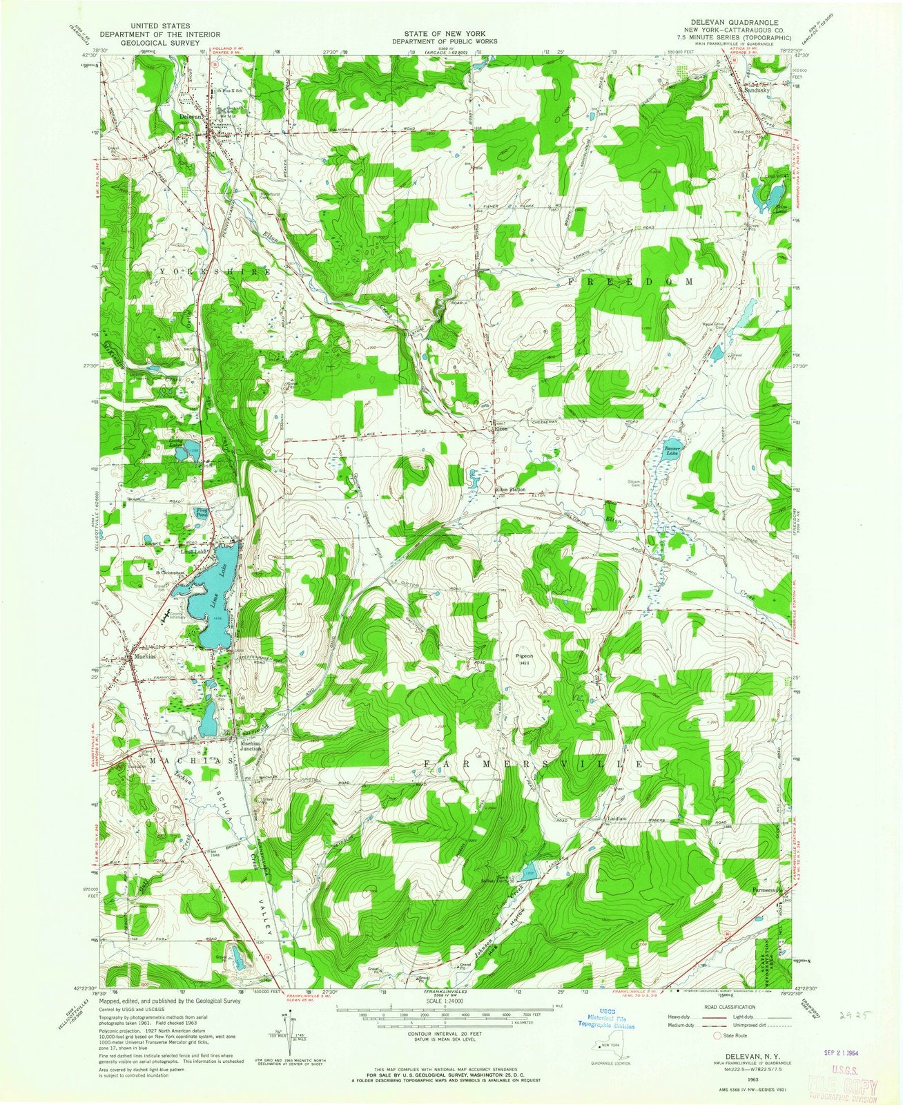 1963 Delevan, NY - New York - USGS Topographic Map
