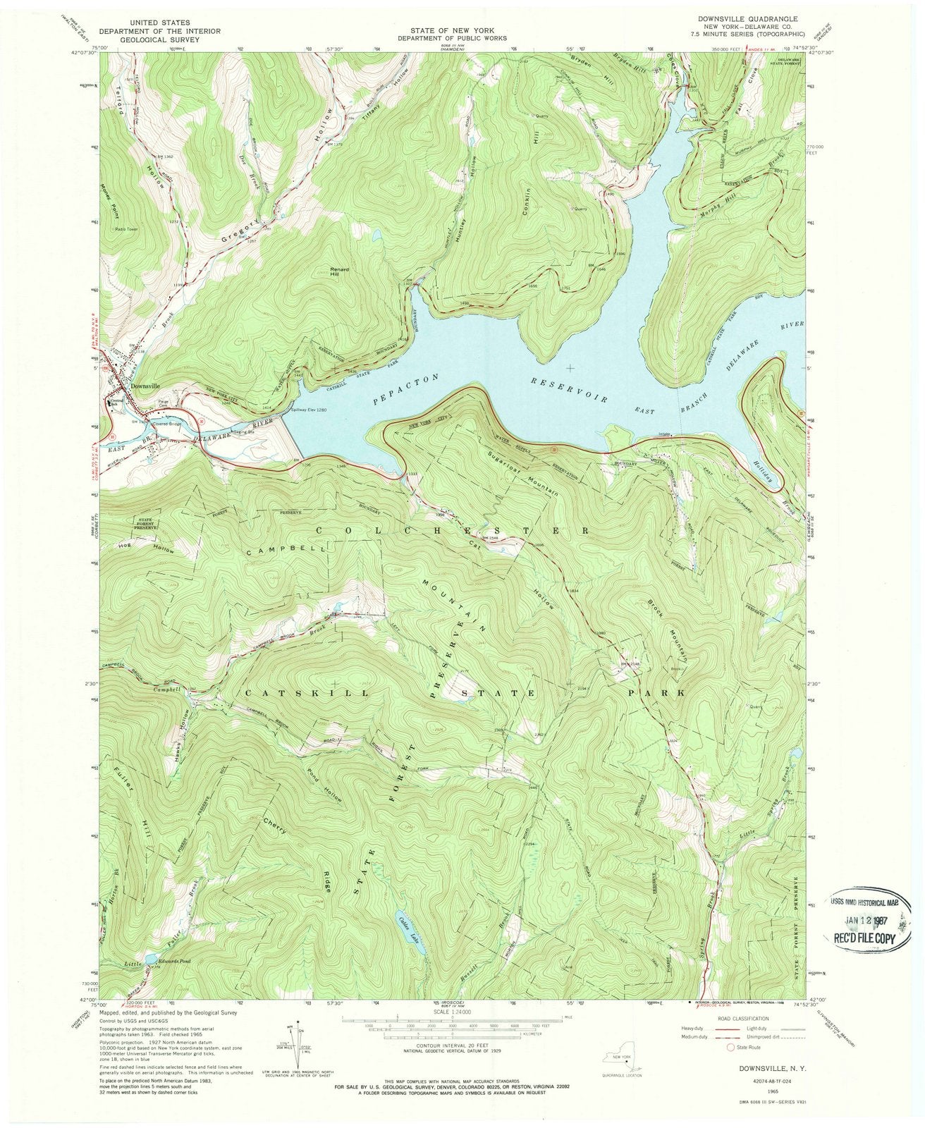 1965 Downsville, NY - New York - USGS Topographic Map
