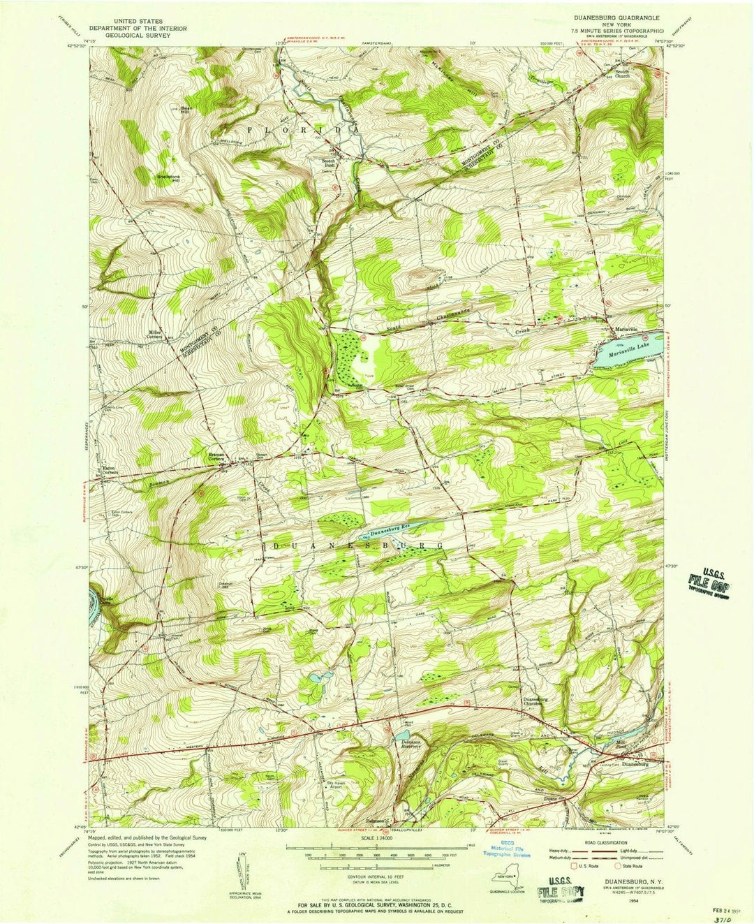 1954 Duanesburg, NY - New York - USGS Topographic Map