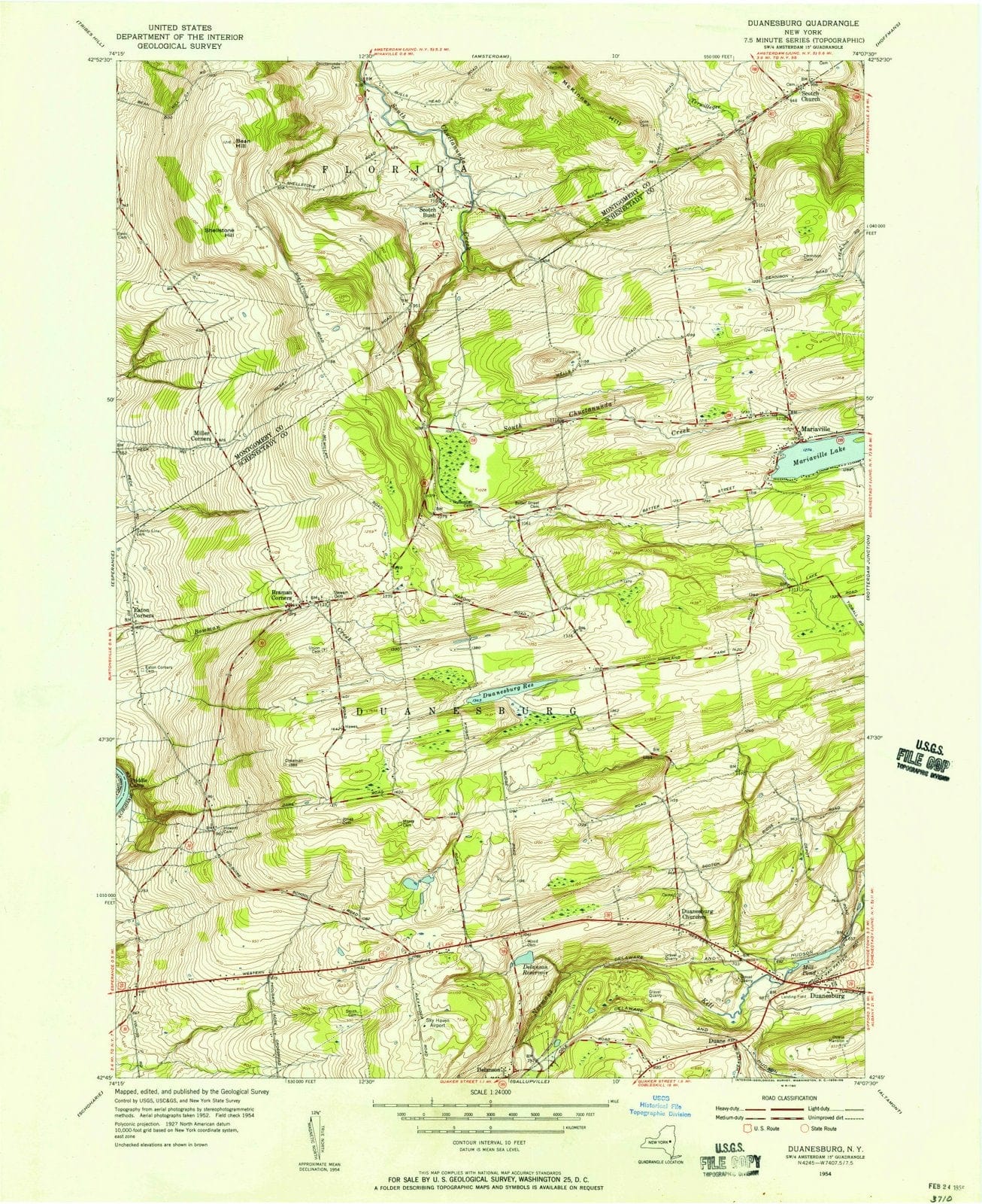 1954 Duanesburg, NY - New York - USGS Topographic Map
