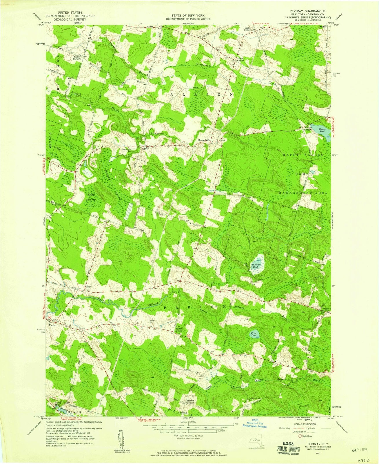 1957 Dugway, NY - New York - USGS Topographic Map
