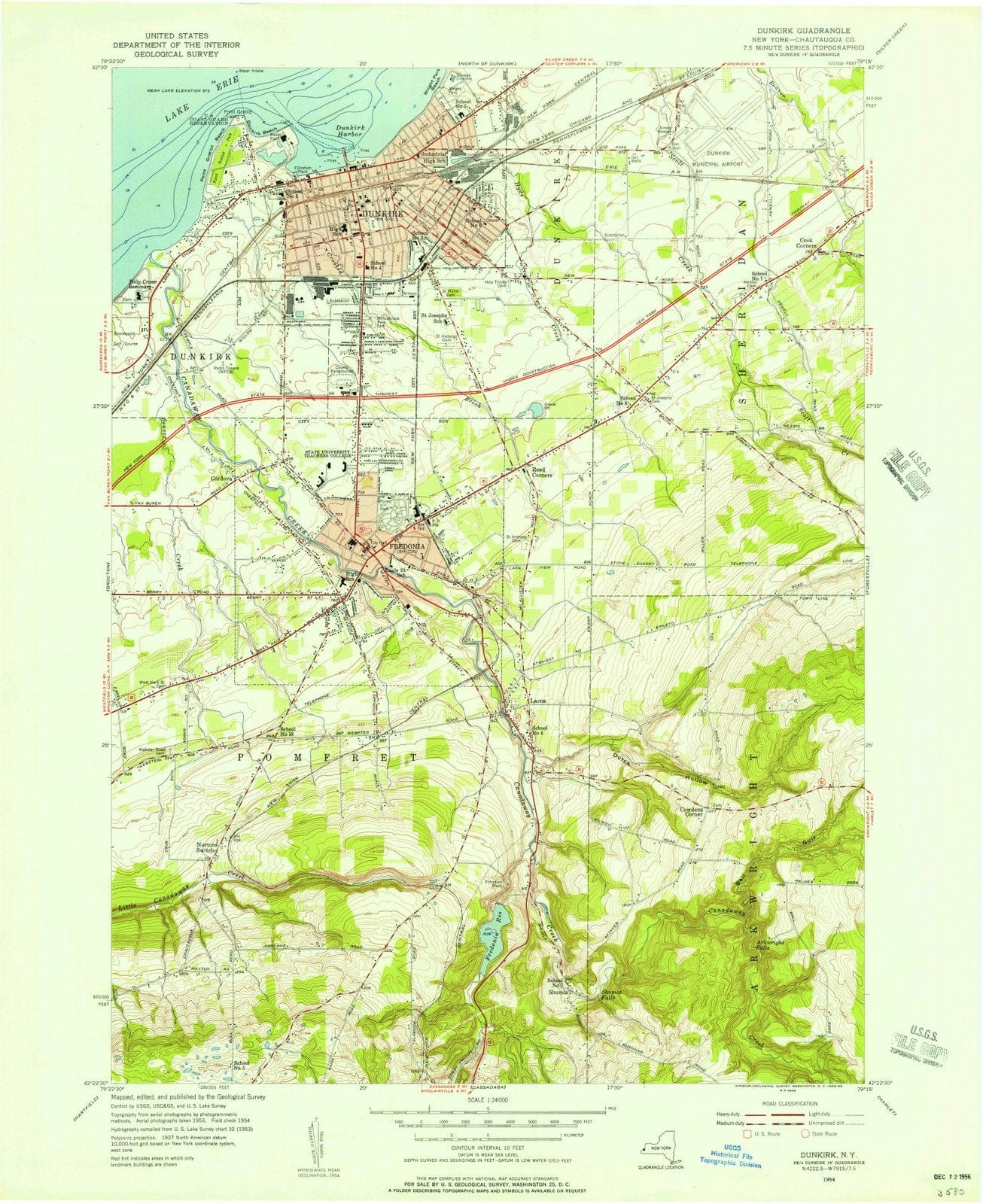 1954 Dunkirk, NY - New York - USGS Topographic Map