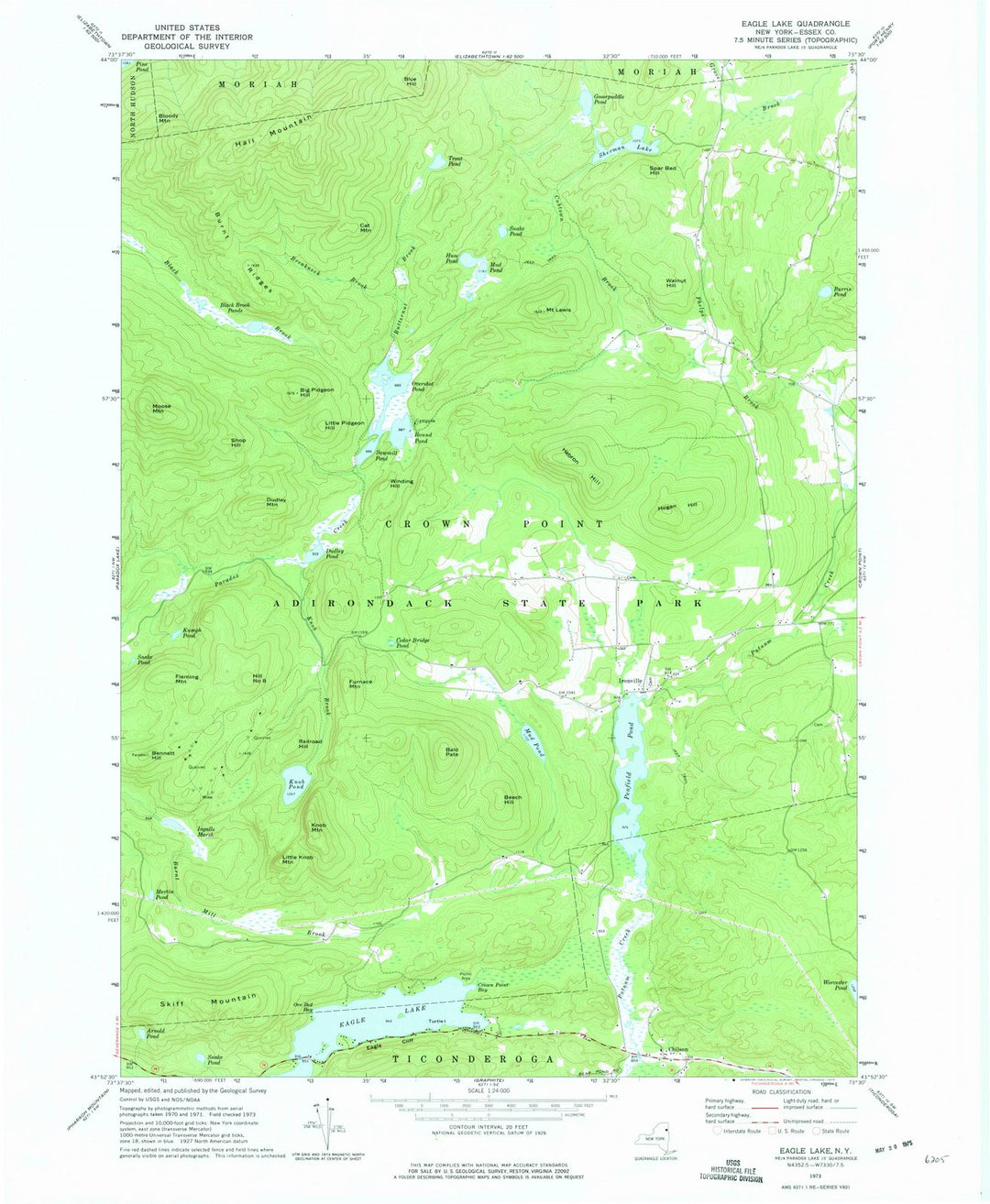 1973 Eagle Lake, NY - New York - USGS Topographic Map
