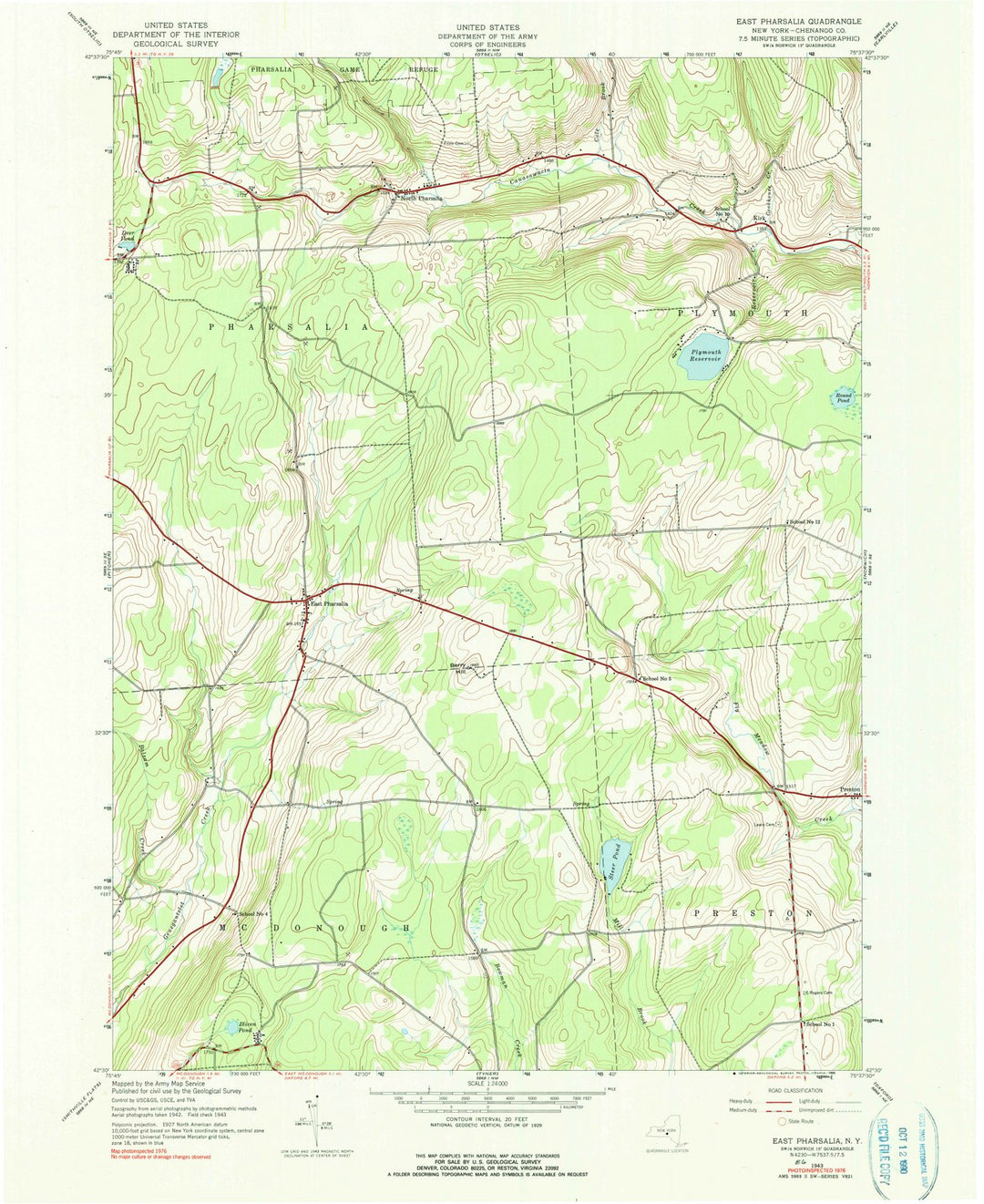 1943 East Pharsalia, NY - New York - USGS Topographic Map
