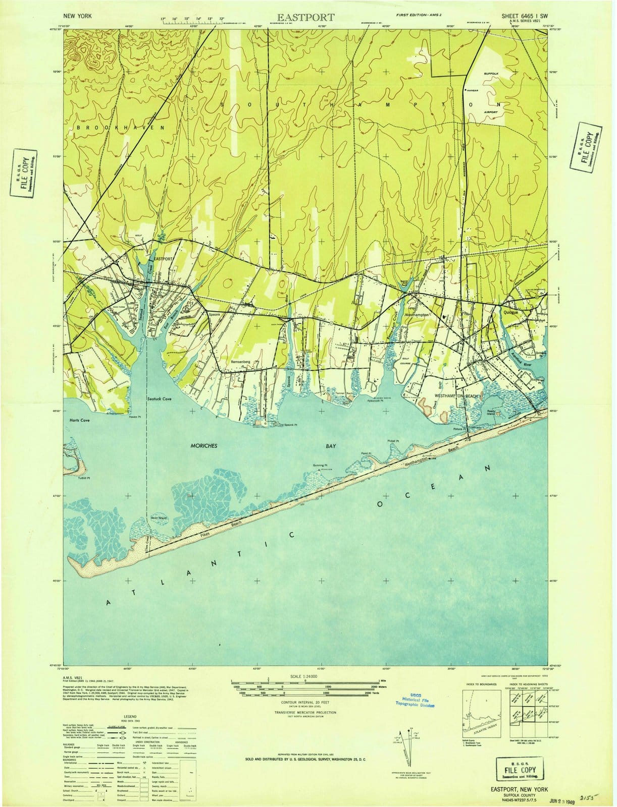 1947 Eastport, NY - New York - USGS Topographic Map