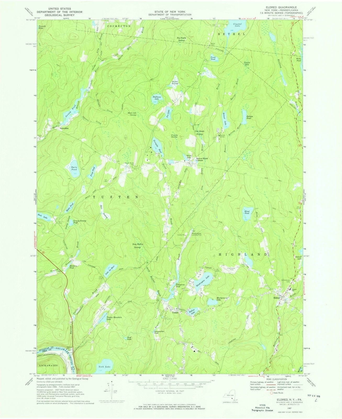 1967 Eldred, NY - New York - USGS Topographic Map