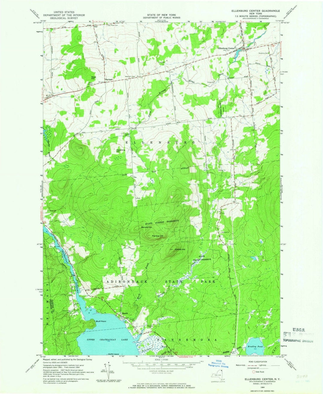 1964 Ellenburg Center, NY - New York - USGS Topographic Map