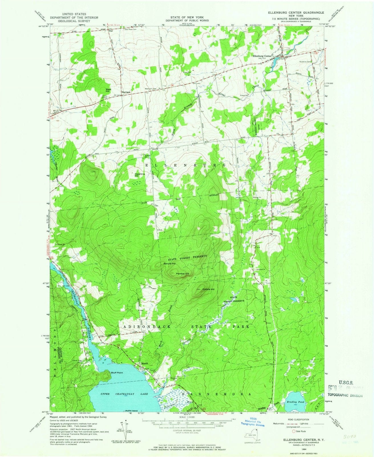1964 Ellenburg Center, NY - New York - USGS Topographic Map