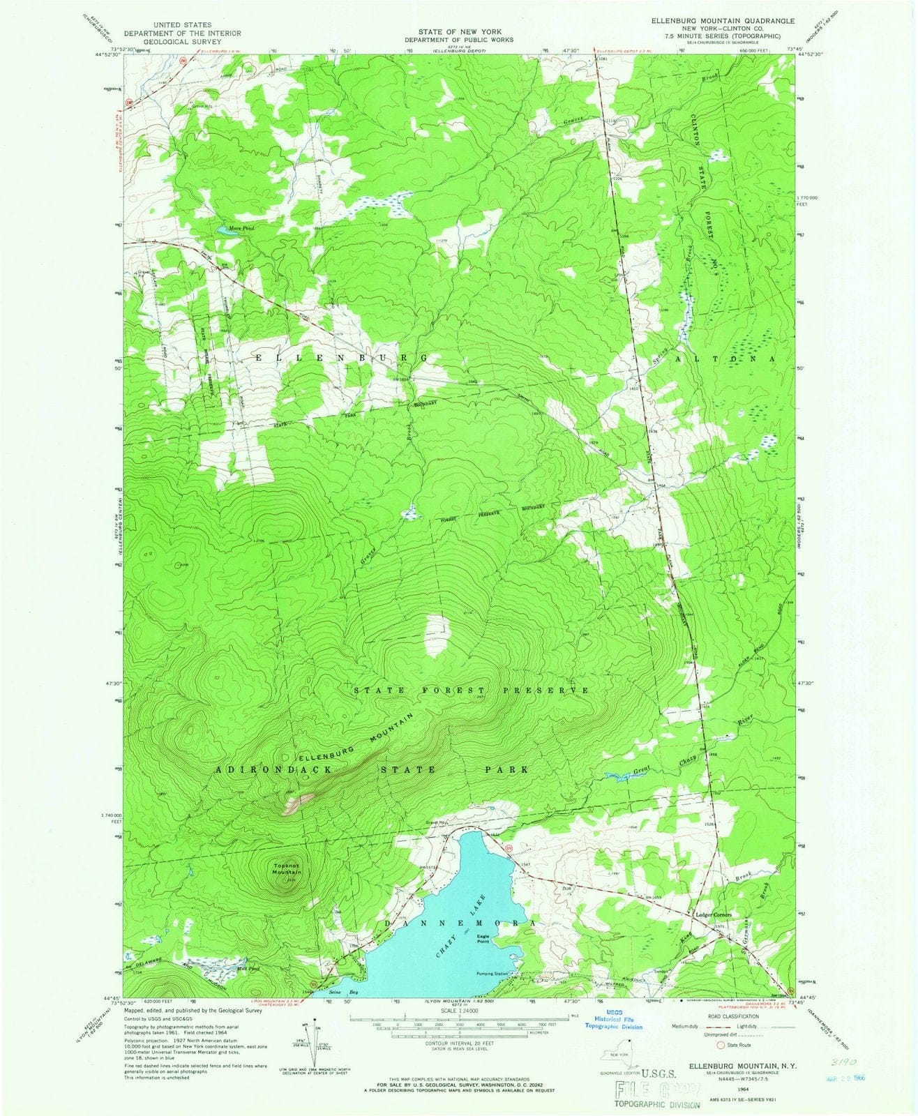 1964 Ellenburg Mountain, NY - New York - USGS Topographic Map
