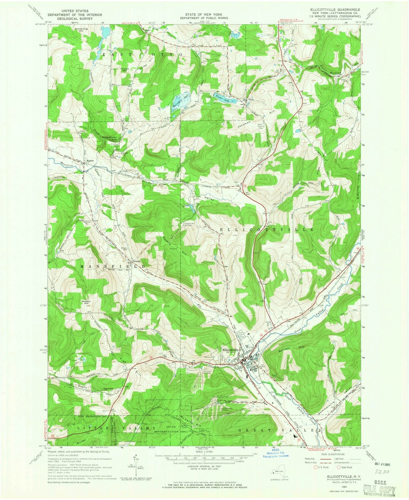 1964 Ellicottville, NY - New York - USGS Topographic Map