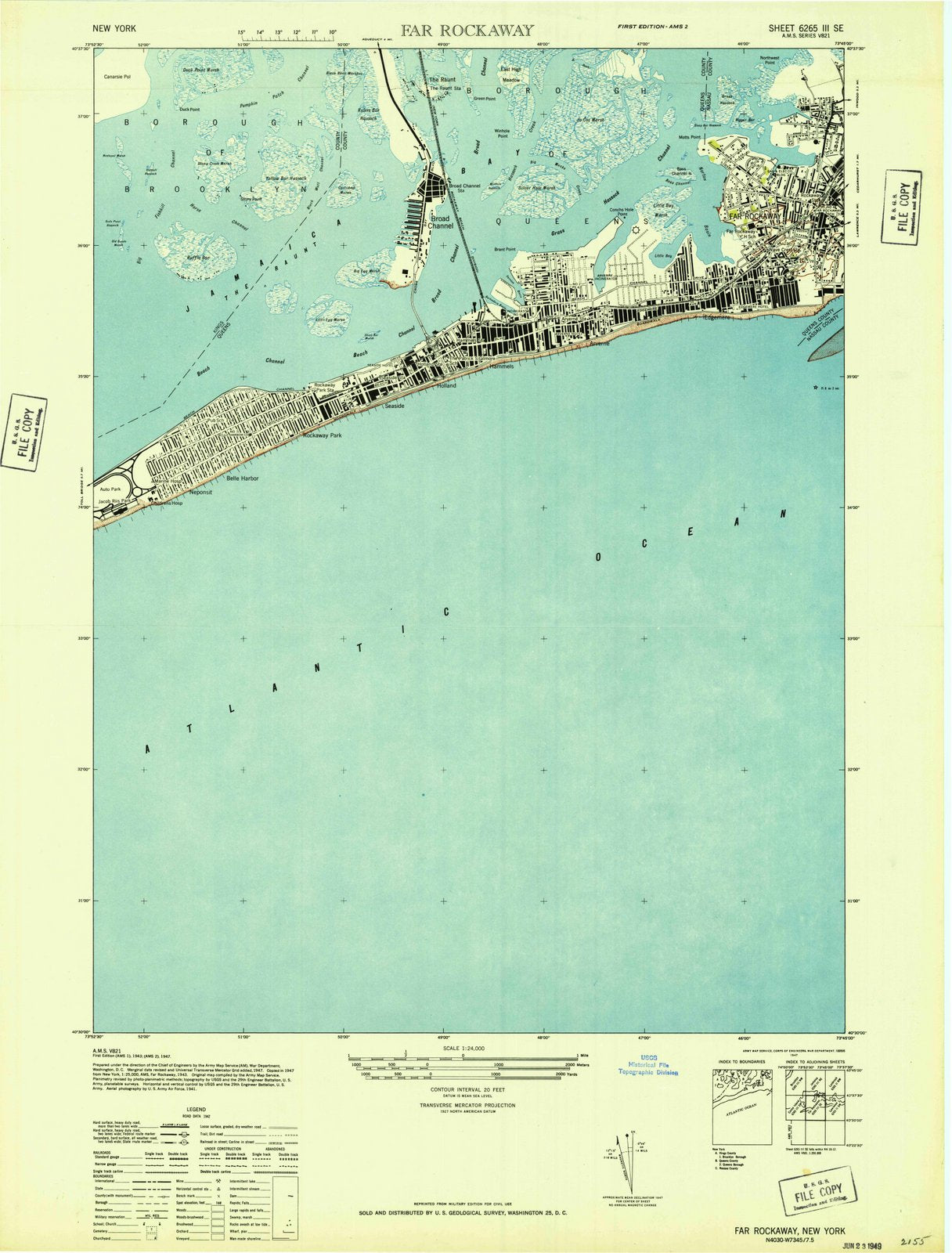 1947 Far Rockaway, NY - New York - USGS Topographic Map