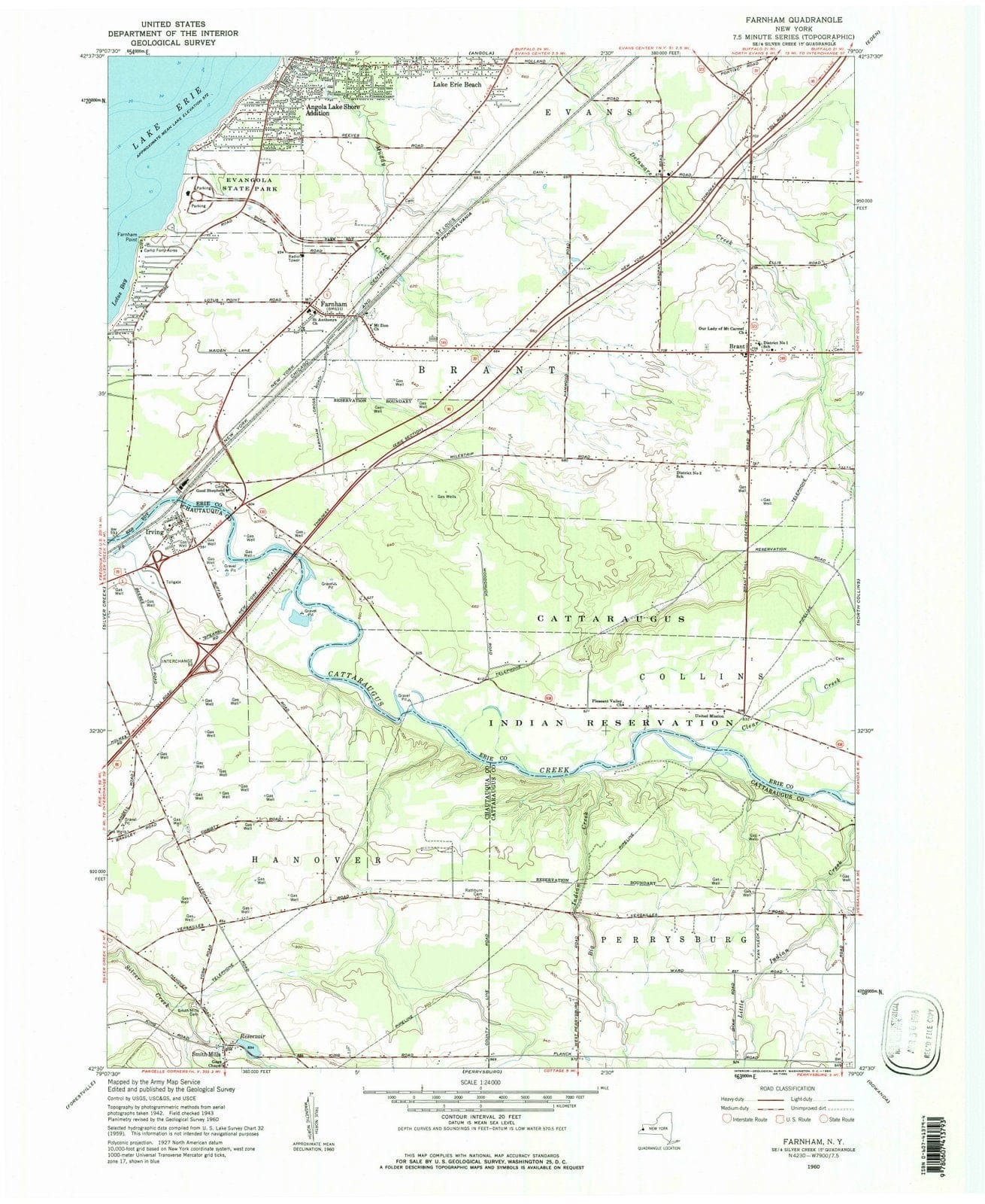 1960 Farnham, NY - New York - USGS Topographic Map