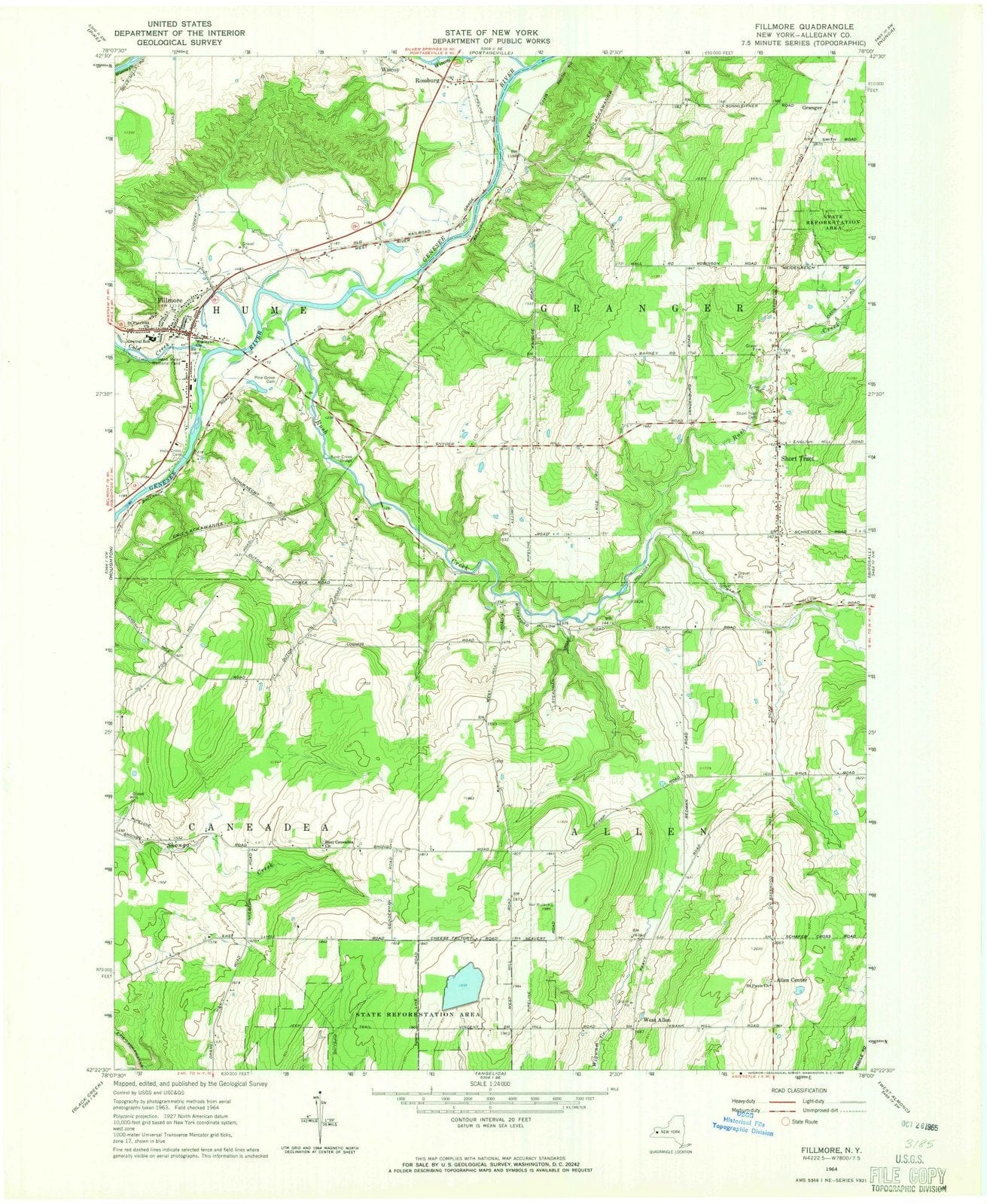 1964 Fillmore, NY - New York - USGS Topographic Map