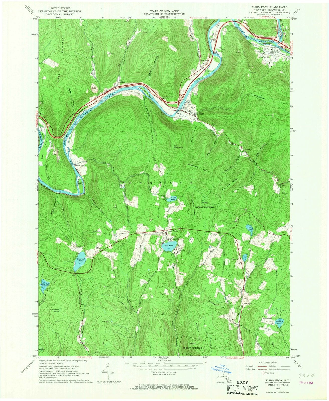 1965 Fishs Eddy, NY - New York - USGS Topographic Map