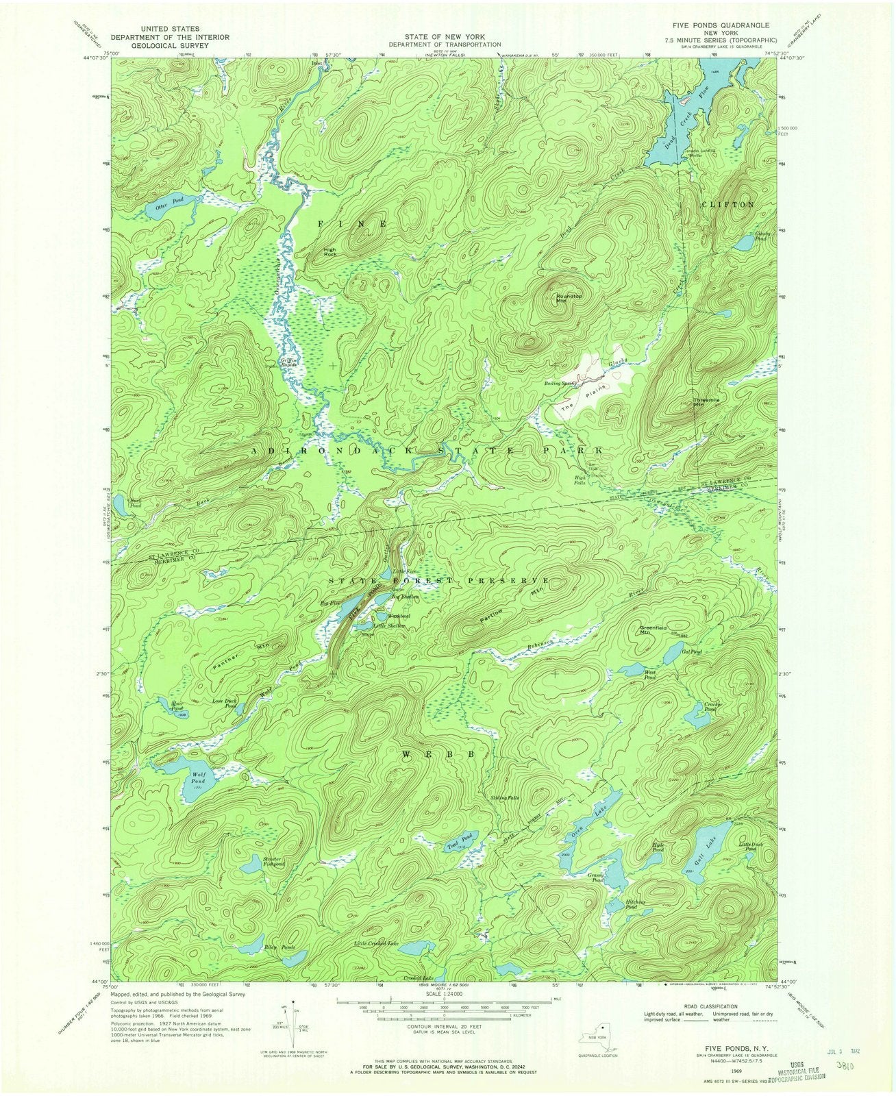 1969 Five Ponds, NY - New York - USGS Topographic Map