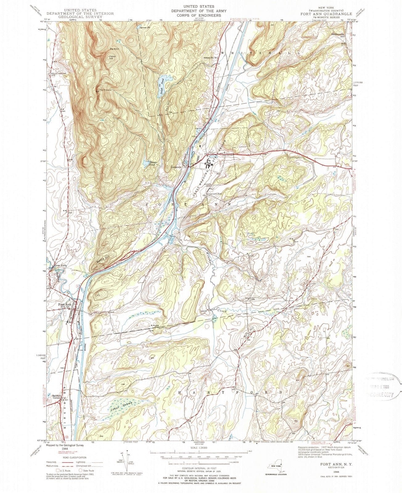 1944 Fort Ann, NY - New York - USGS Topographic Map