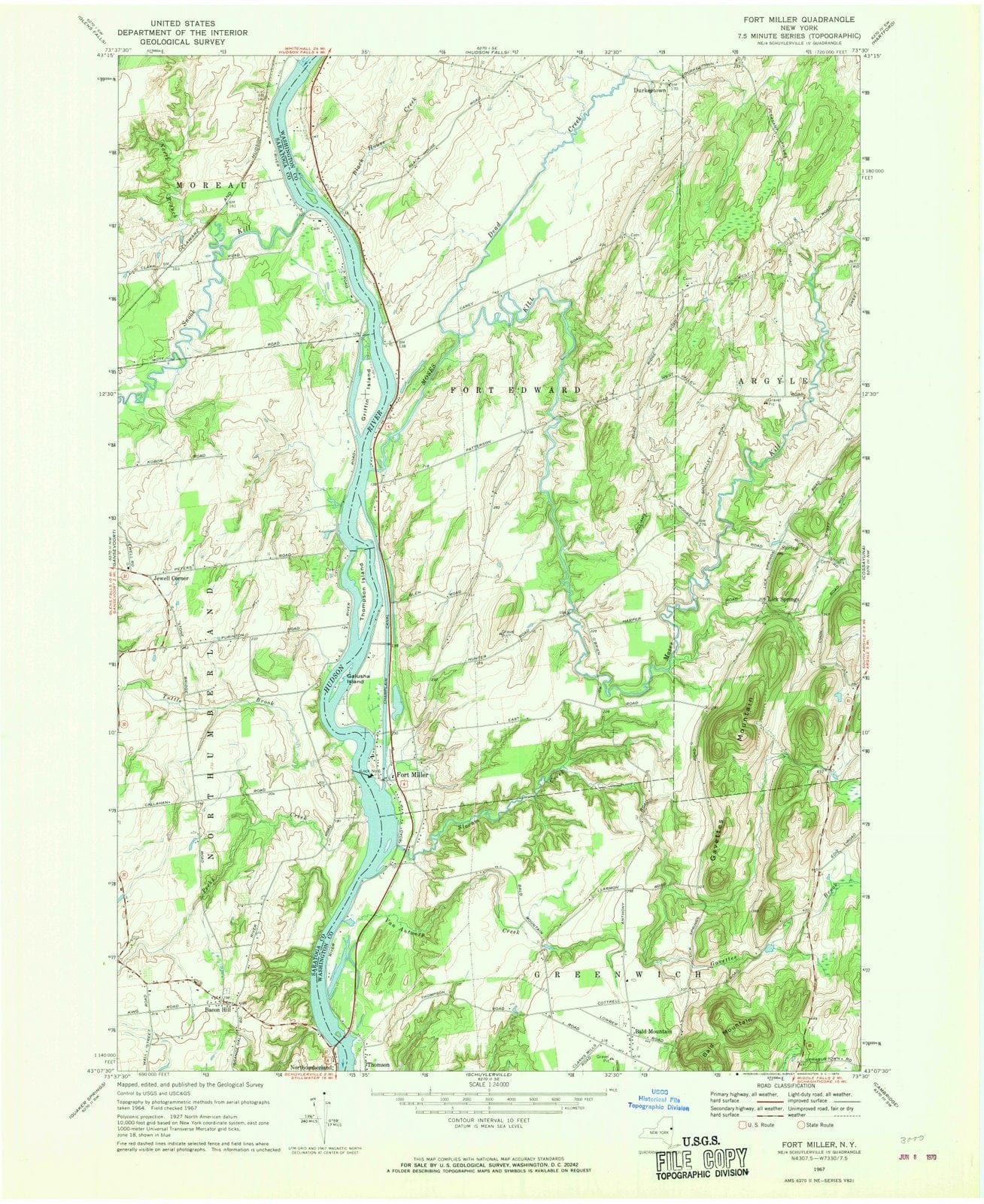 1967 Ft Miller, NY - New York - USGS Topographic Map