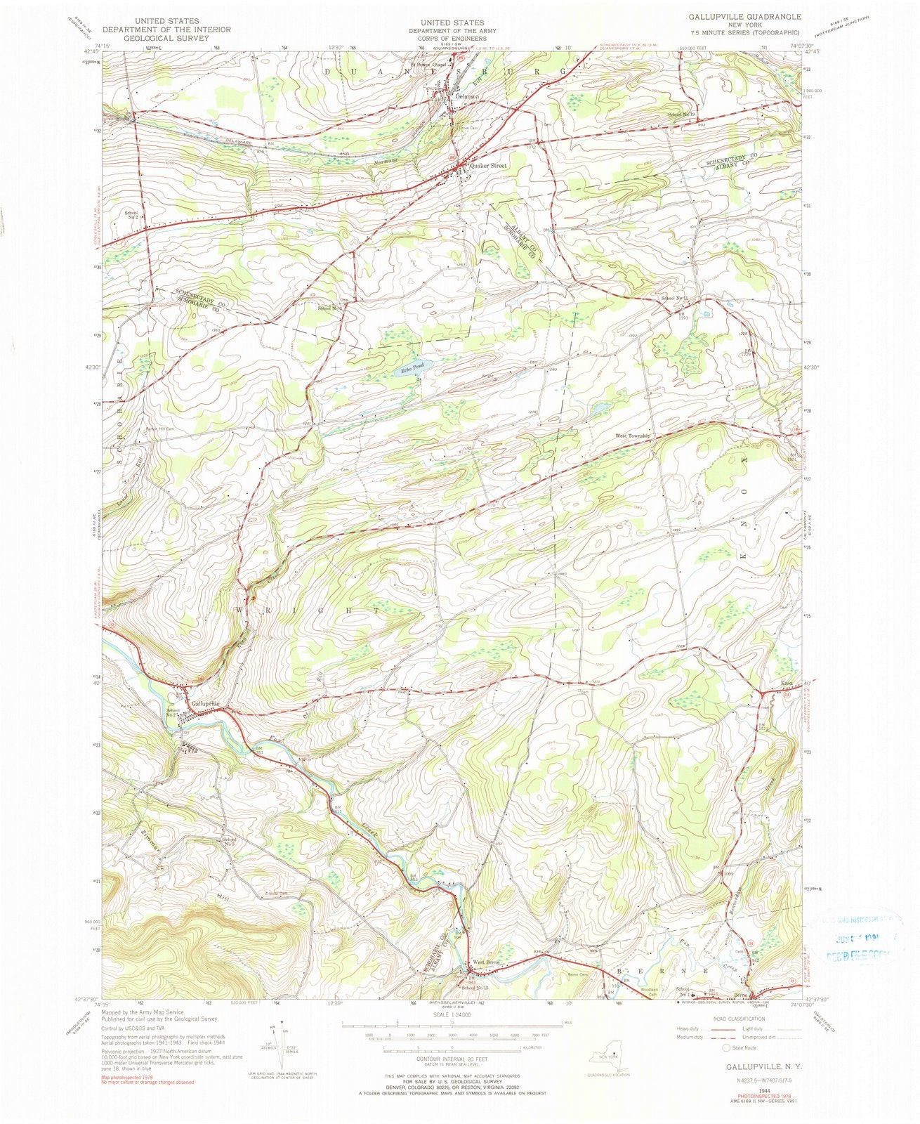 1944 Gallupville, NY - New York - USGS Topographic Map