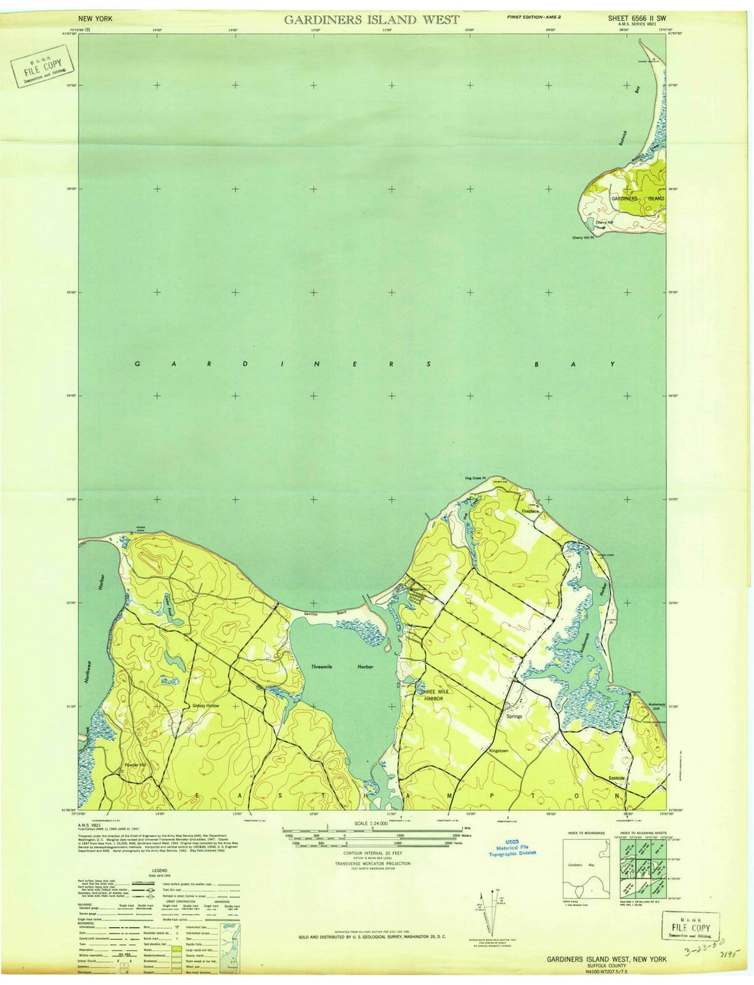 1944 Gardiners Island West, NY - New York - USGS Topographic Map