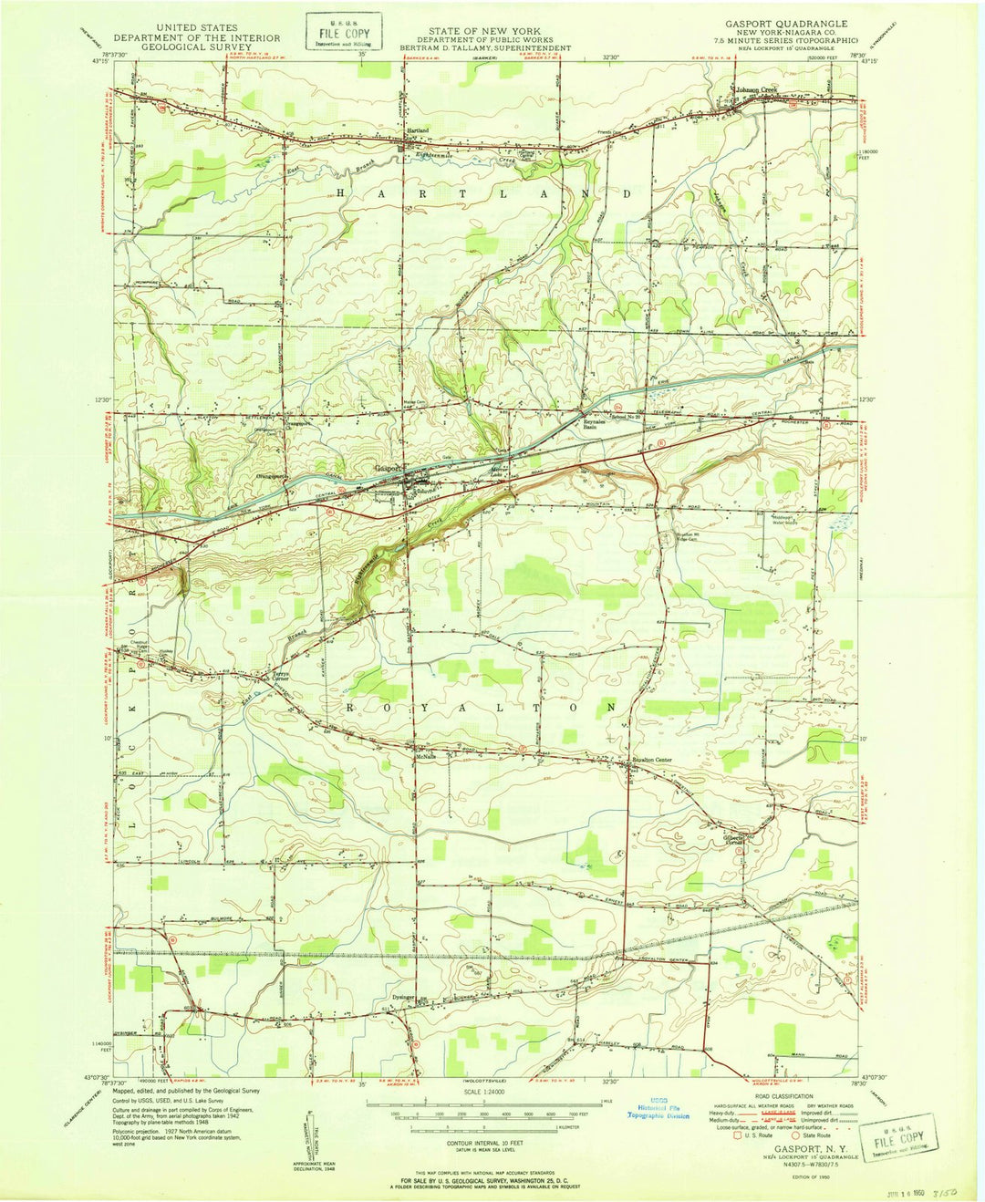 1950 Gasport, NY - New York - USGS Topographic Map