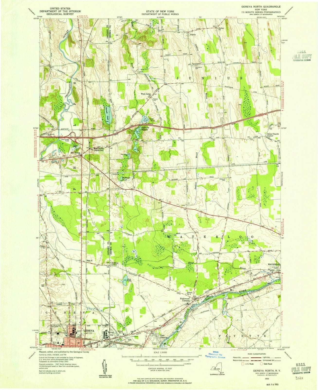 1953 Geneva, NY - New York - USGS Topographic Map