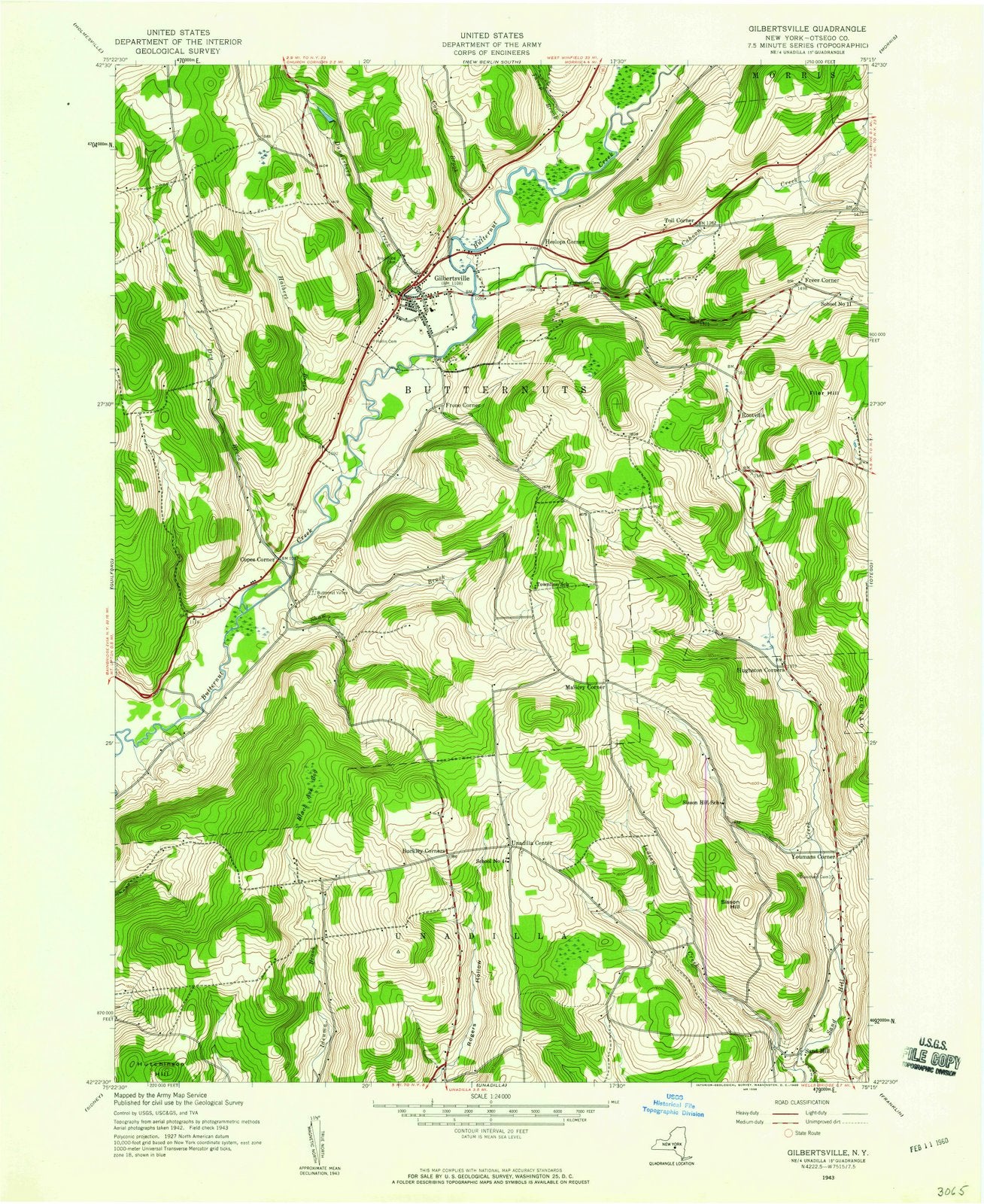 1943 Gilbertsville, NY - New York - USGS Topographic Map