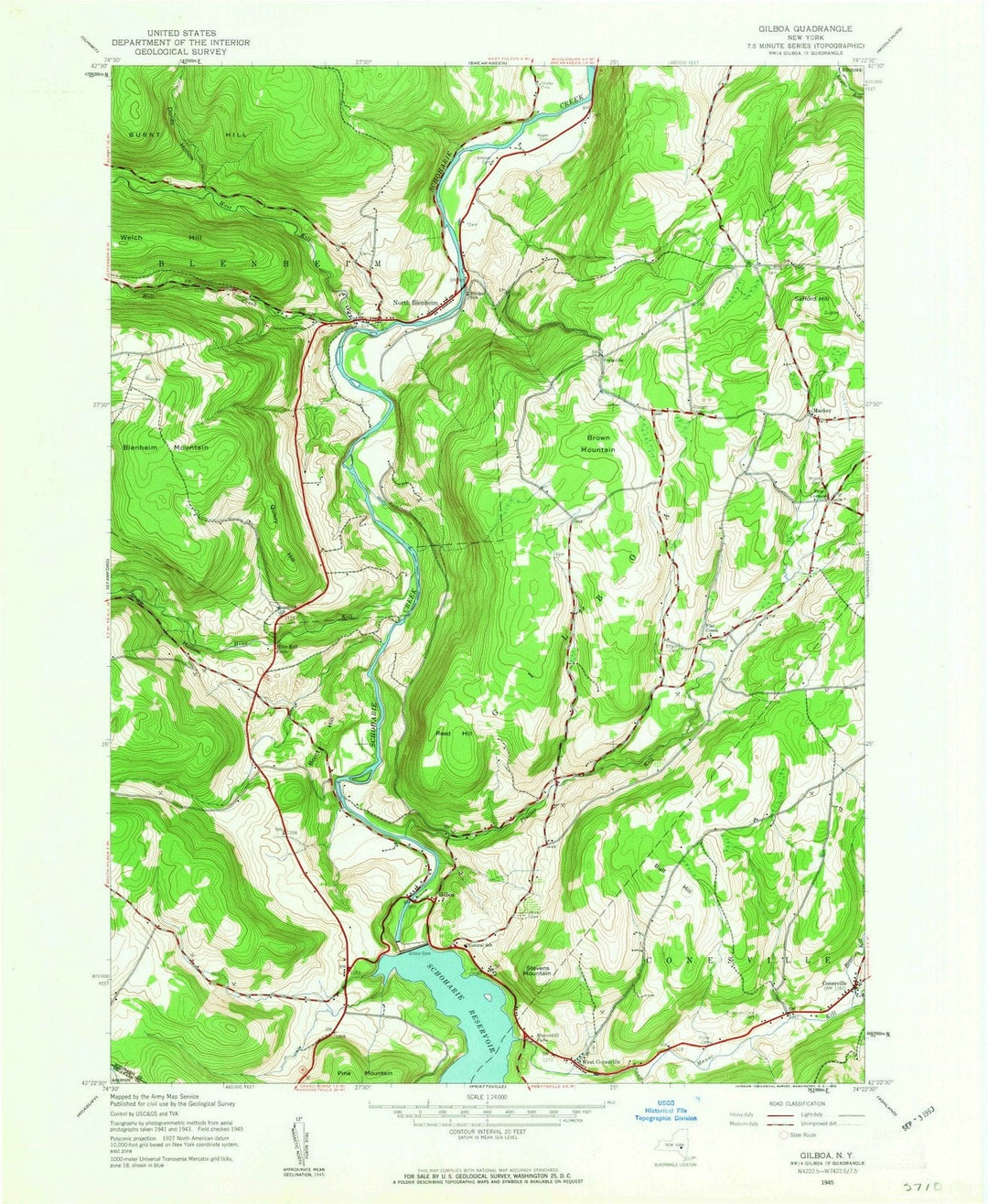 1945 Gilboa, NY - New York - USGS Topographic Map