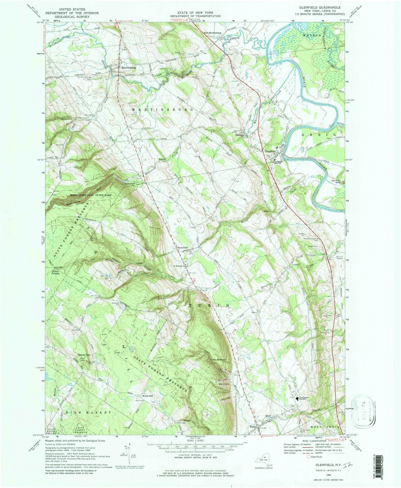 1966 Glenfield, NY - New York - USGS Topographic Map