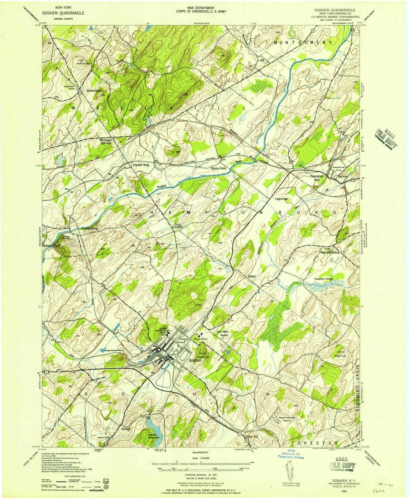 1942 Goshen, NY - New York - USGS Topographic Map