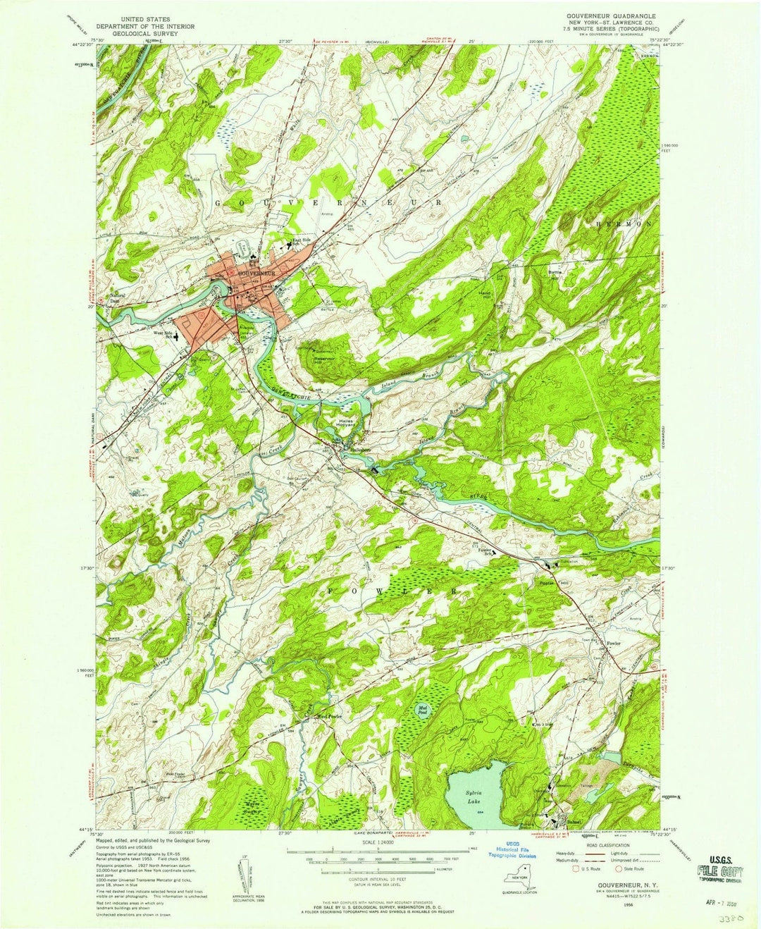 1956 Gouverneur, NY - New York - USGS Topographic Map
