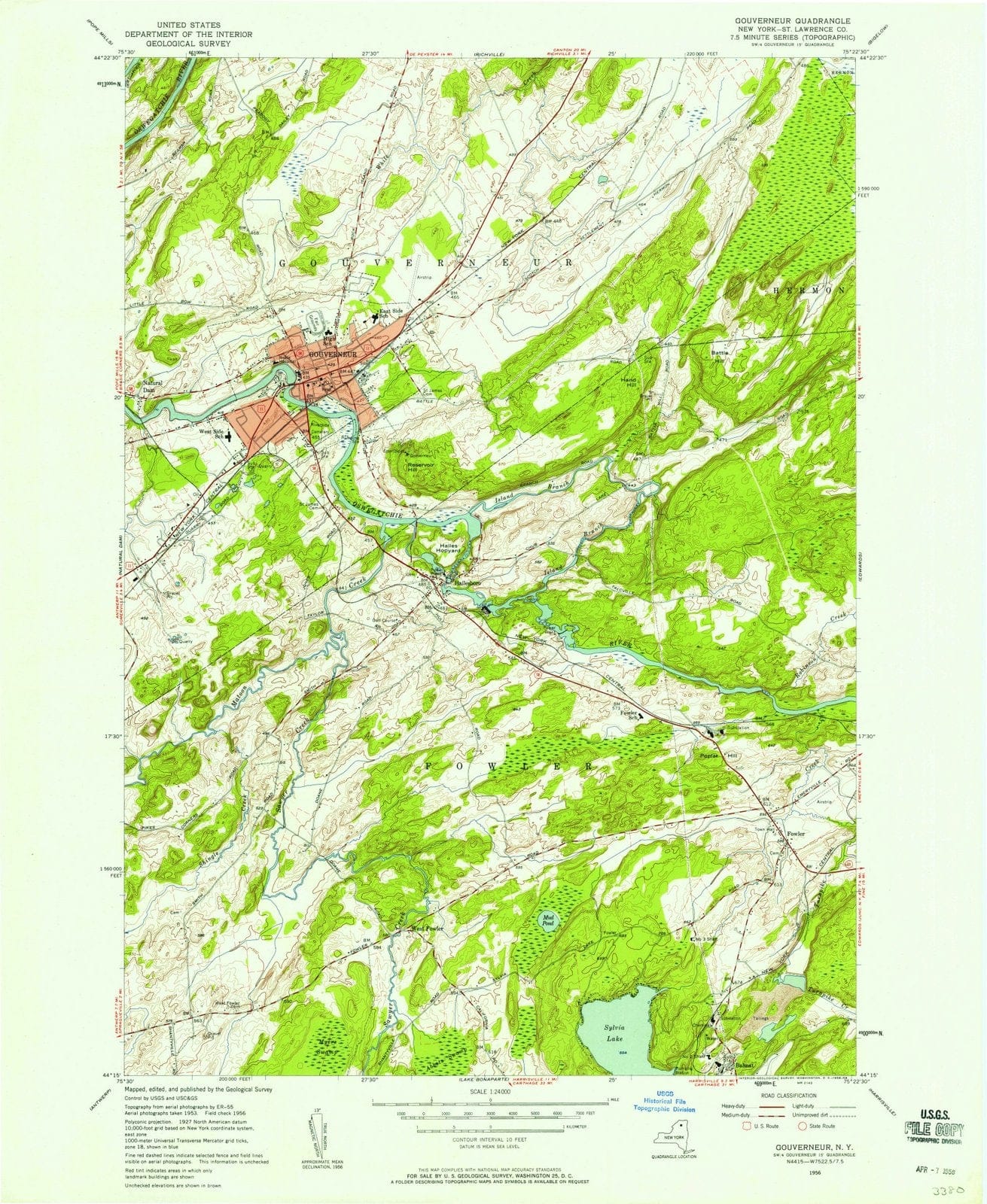 1956 Gouverneur, NY - New York - USGS Topographic Map