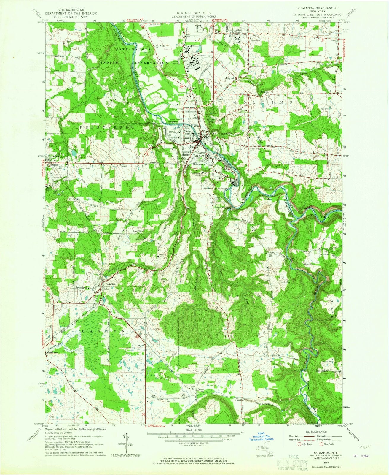 1963 Gowanda, NY - New York - USGS Topographic Map