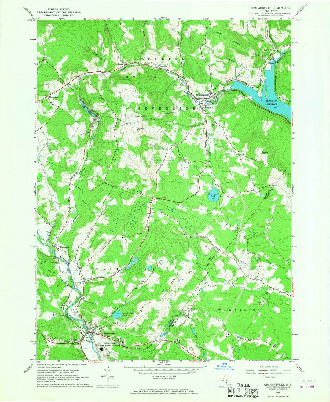 1966 Grahamsville, NY - New York - USGS Topographic Map