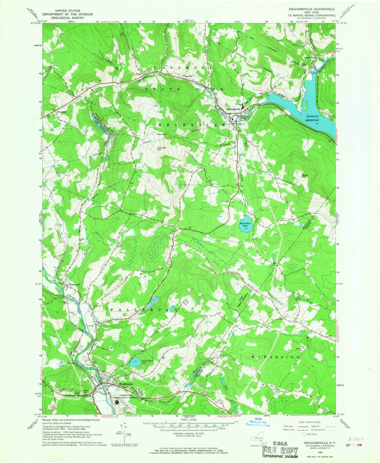 1966 Grahamsville, NY - New York - USGS Topographic Map