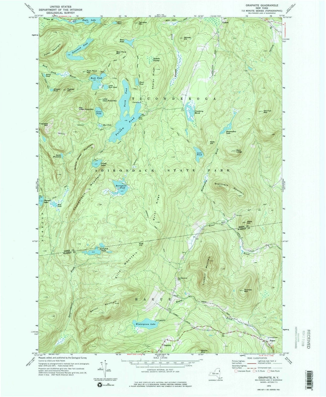 1973 Graphite, NY - New York - USGS Topographic Map