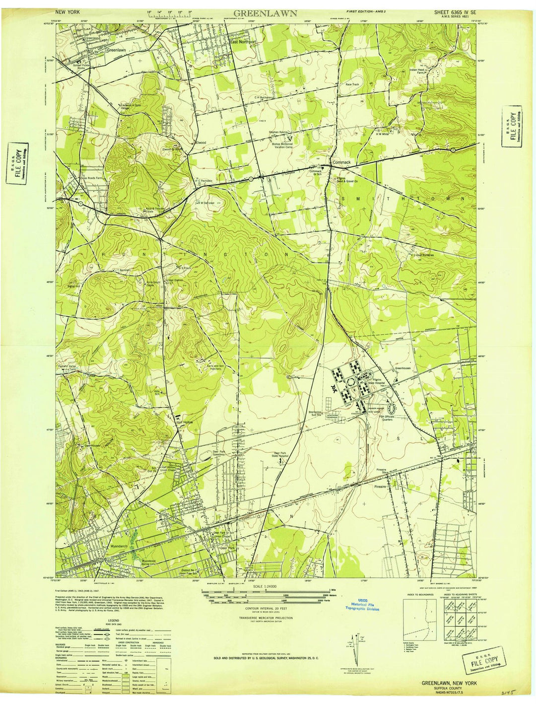 1947 Greenlawn, NY - New York - USGS Topographic Map