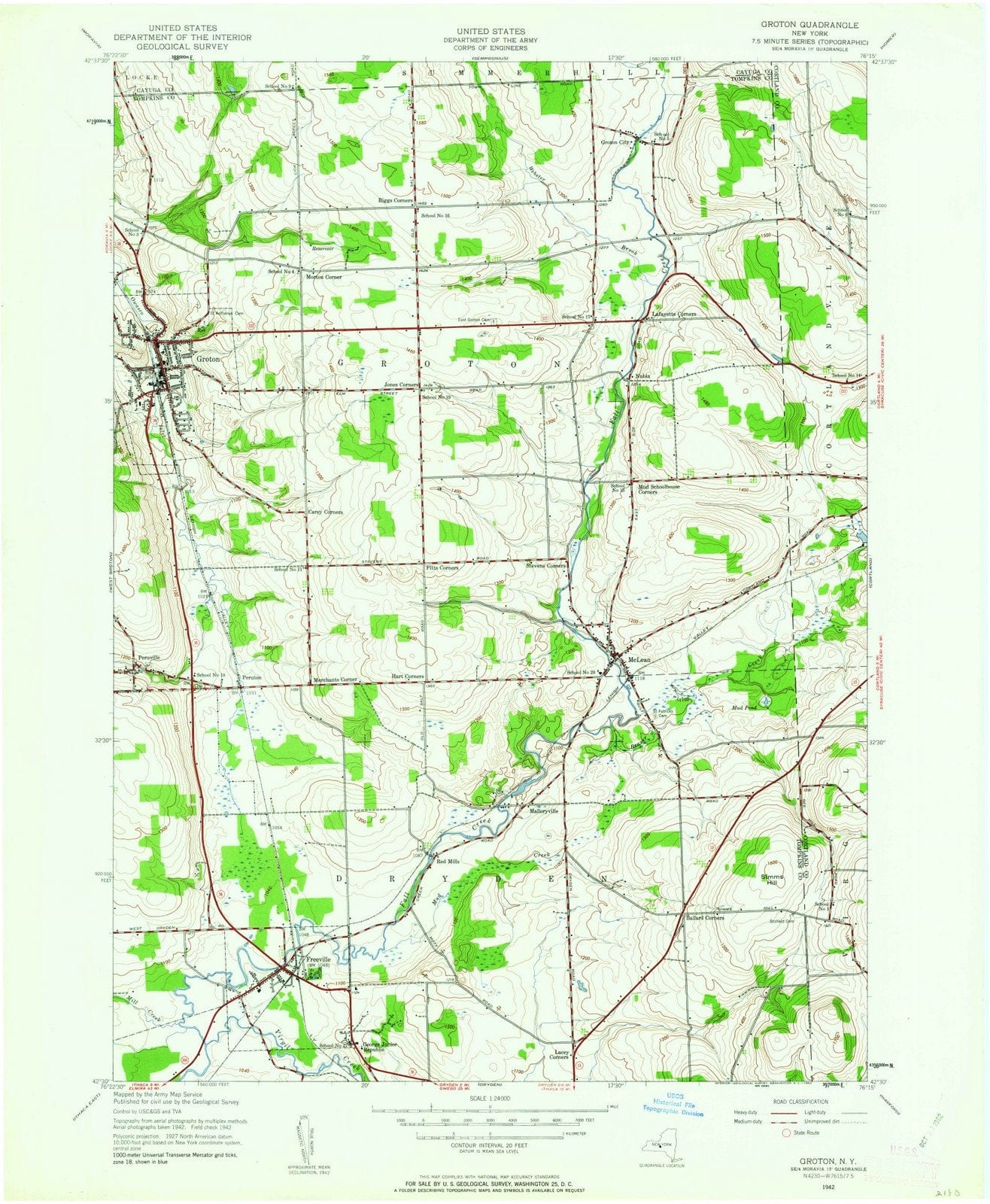 1942 Groton, NY - New York - USGS Topographic Map