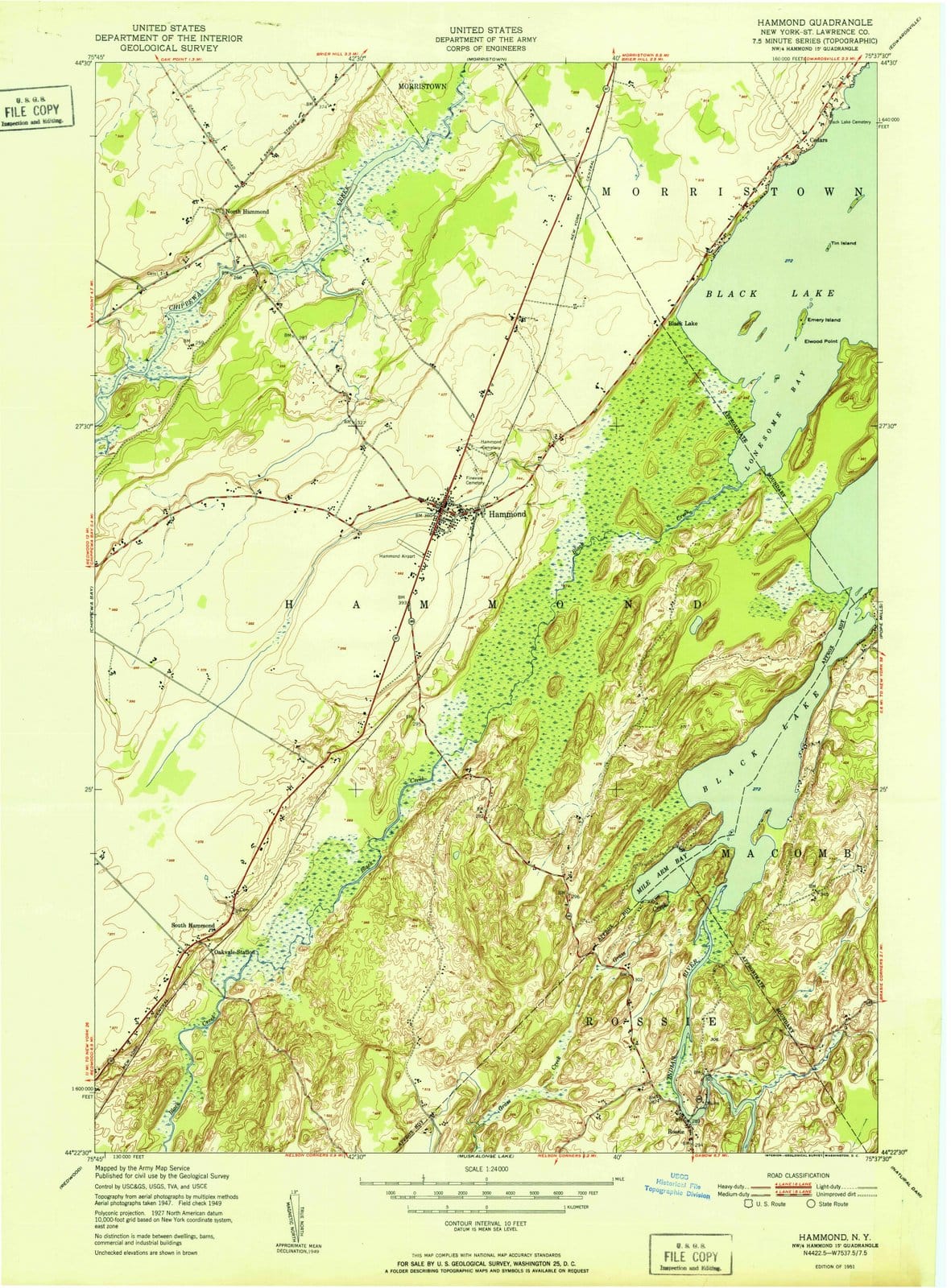 1951 Hammond, NY - New York - USGS Topographic Map