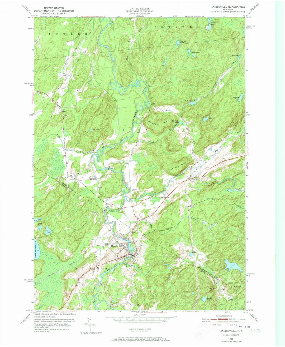 1951 Harrisville, NY - New York - USGS Topographic Map