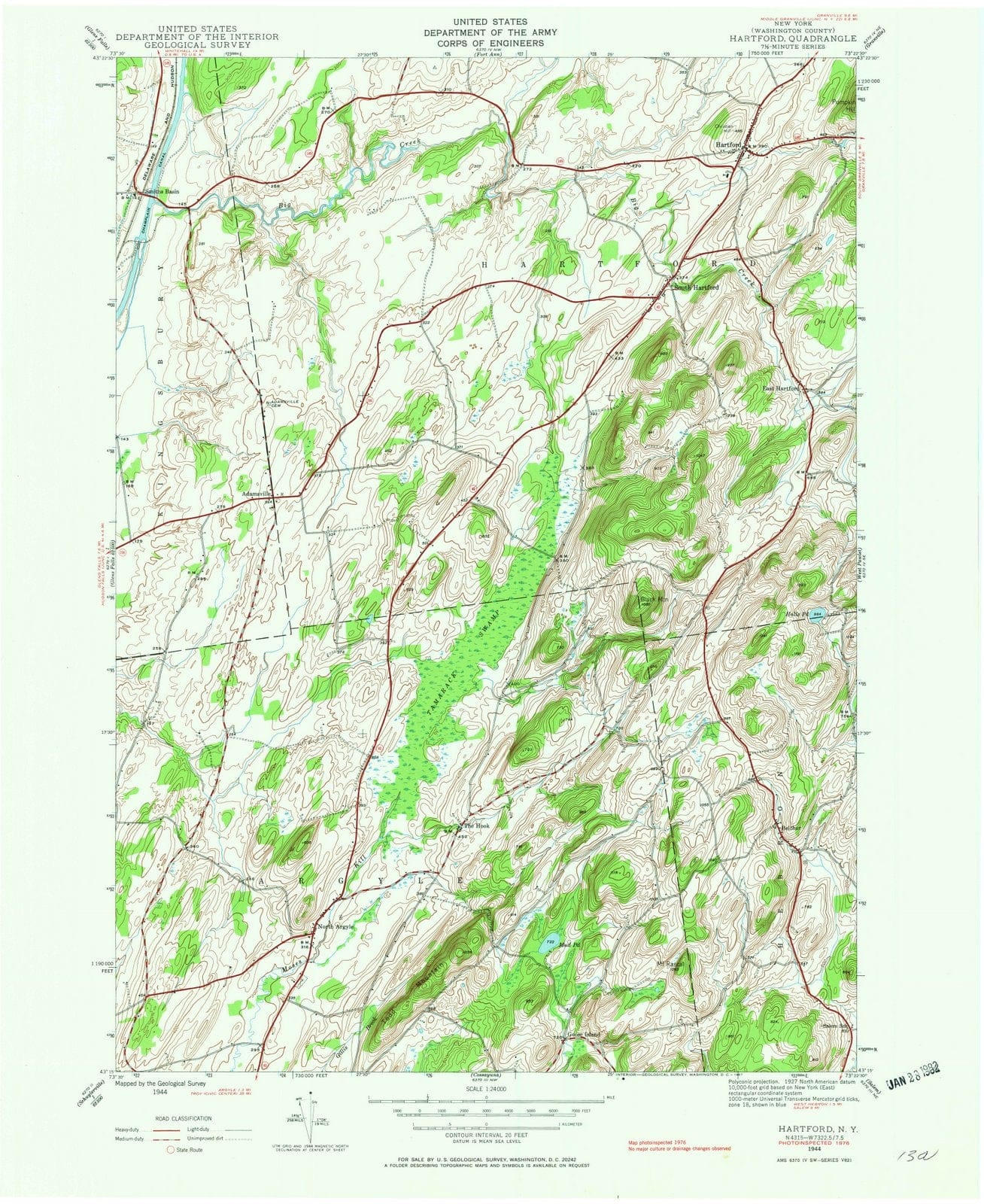 1944 Hartford, NY - New York - USGS Topographic Map