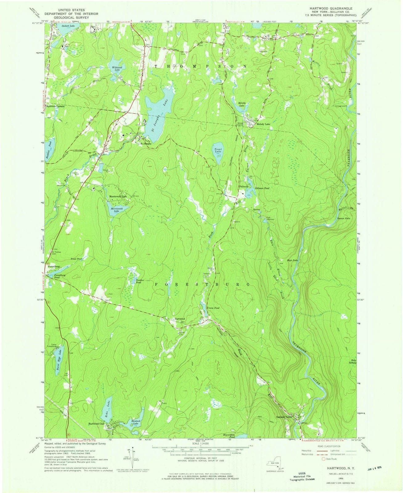 1966 Hartwood, NY - New York - USGS Topographic Map