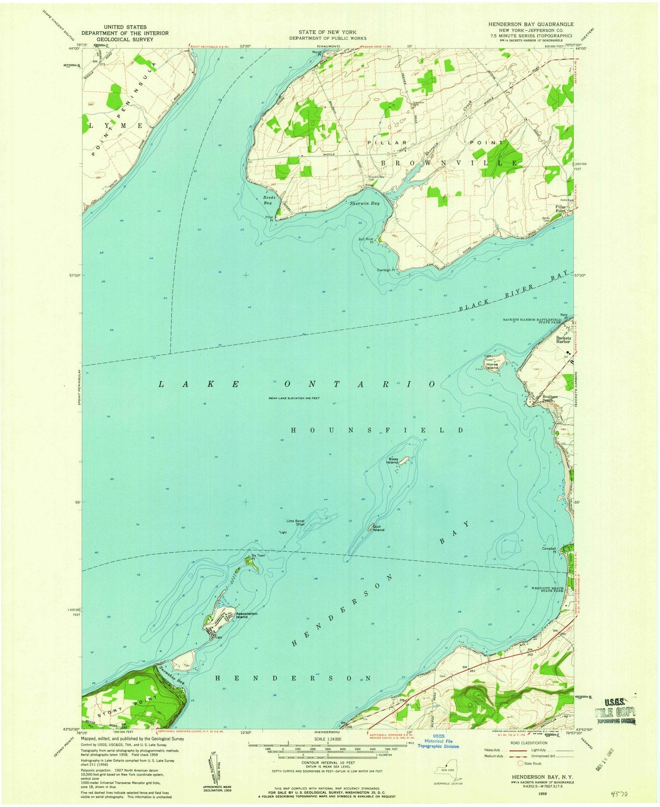 1959 Henderson Bay, NY - New York - USGS Topographic Map